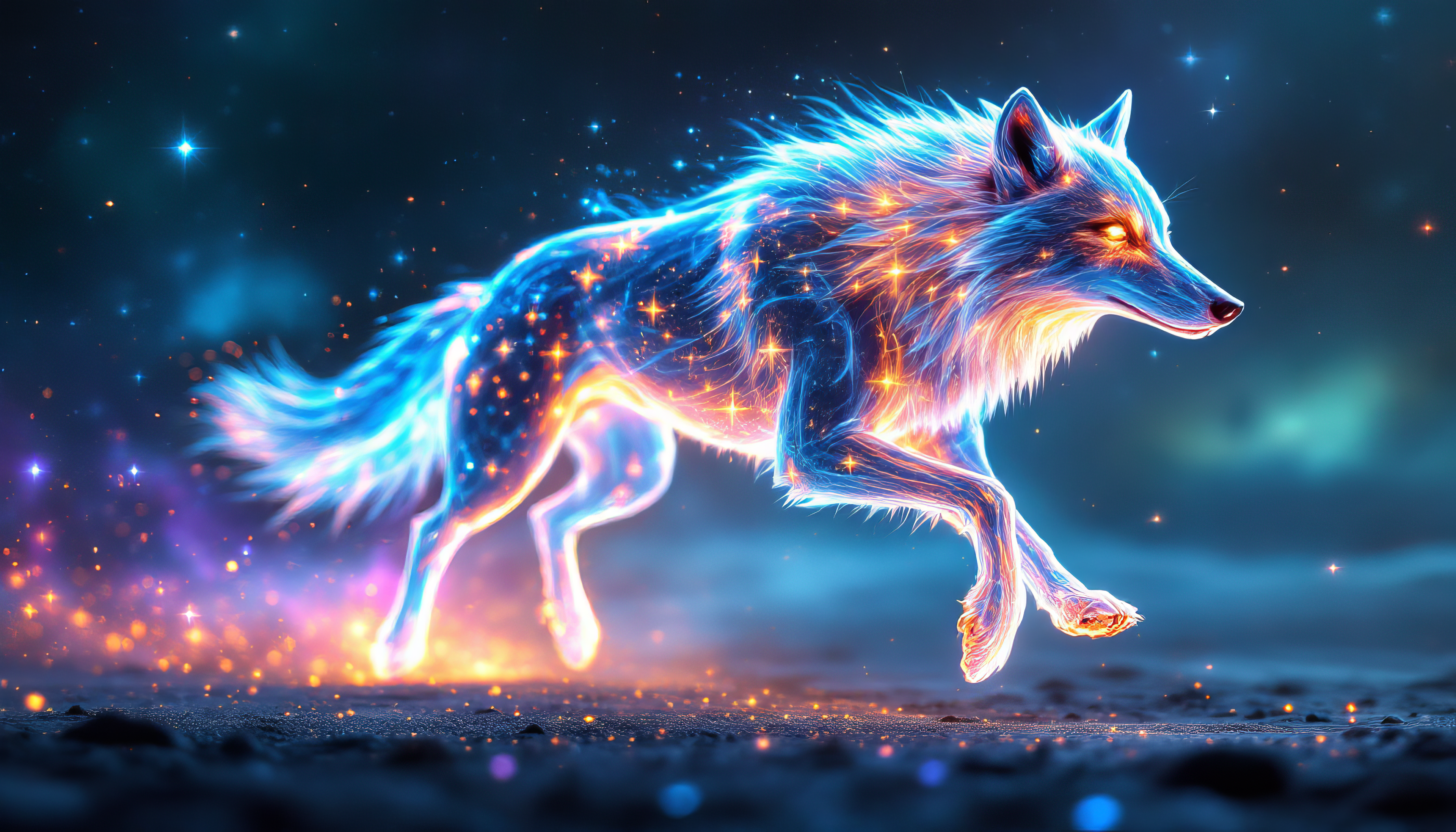 Magical Running Wolf Ultra HD Wallpaper