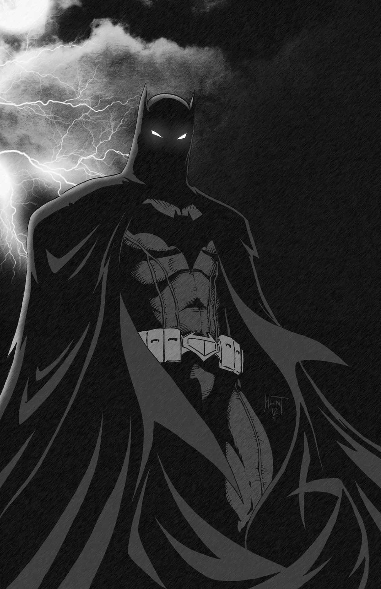 Download The Dark Knight in Monochrome Wallpaper