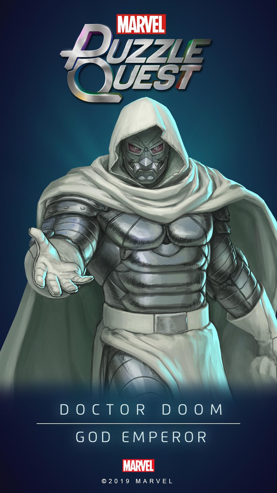 MARVEL Puzzle Quest may want to keep a close eye on God Emperor Doom. Download his free wallpaper for your mobile display!