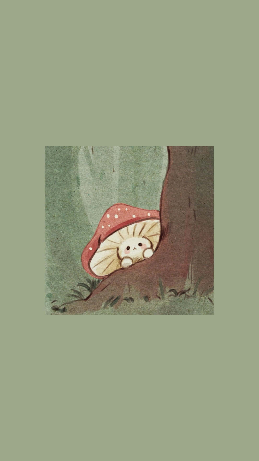 Download Cute Kawaii Mushroom in a Magical Forest Wallpaper