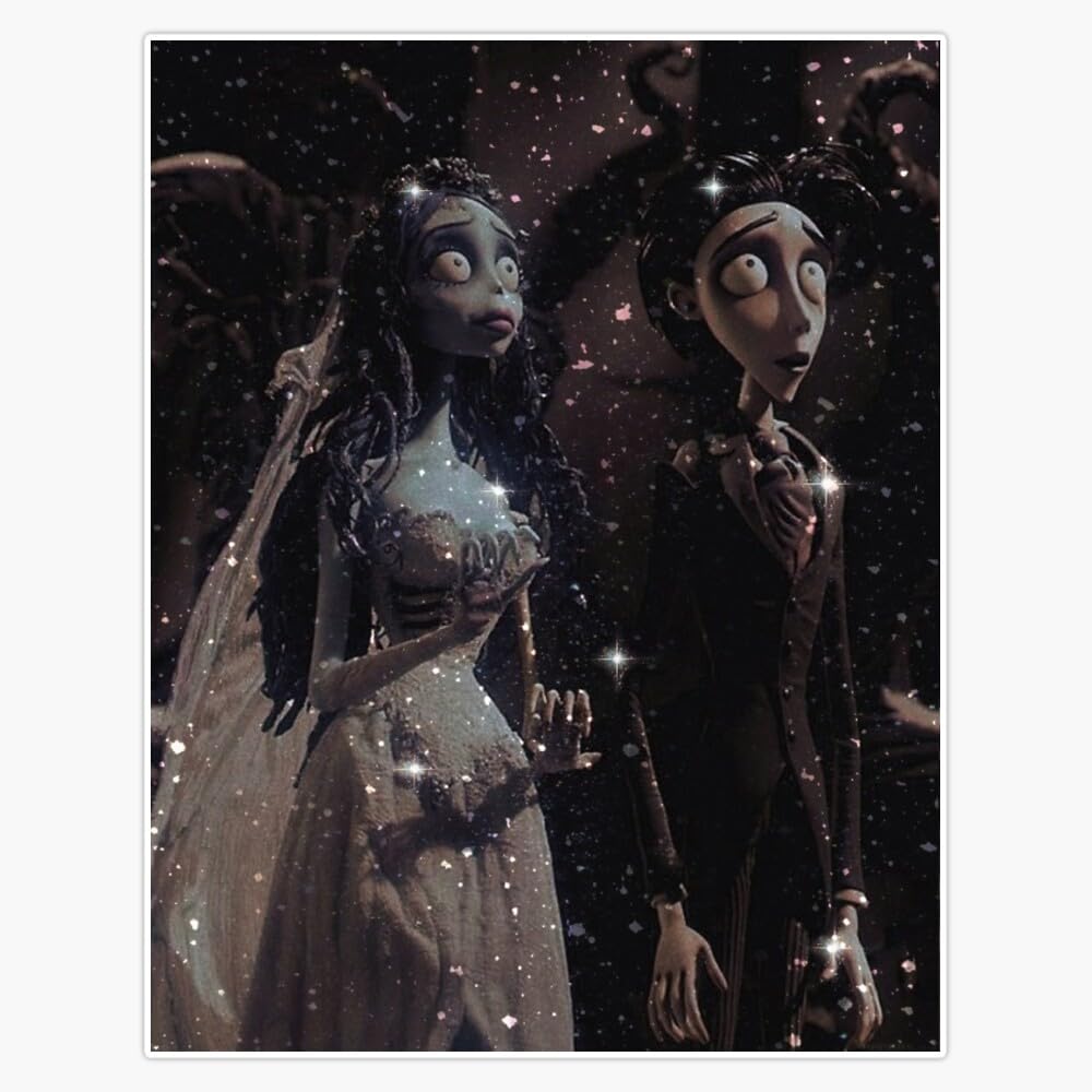 Tim Burton- Corpse Bride Victor Van Dort & Emily Sticker Vinyl Waterproof Sticker Decal Car Laptop Wall Window Bumper Sticker 5, Sports & Outdoors