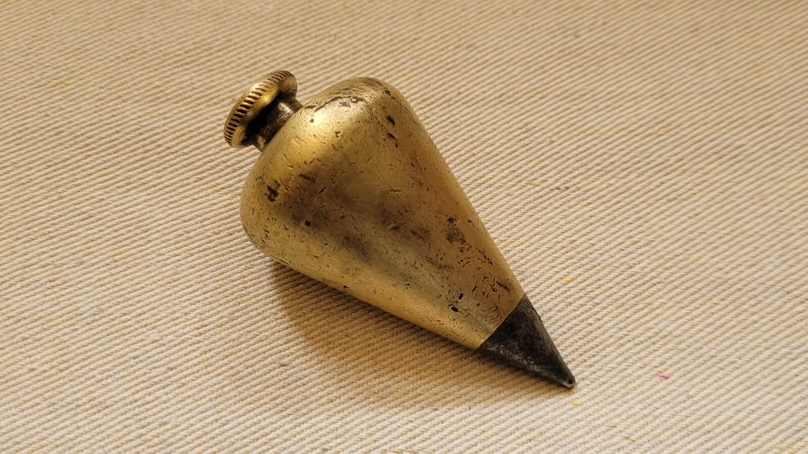 Antique Brass Turnip Plumb Bob with Steel Tip Level Tool 12 OZ