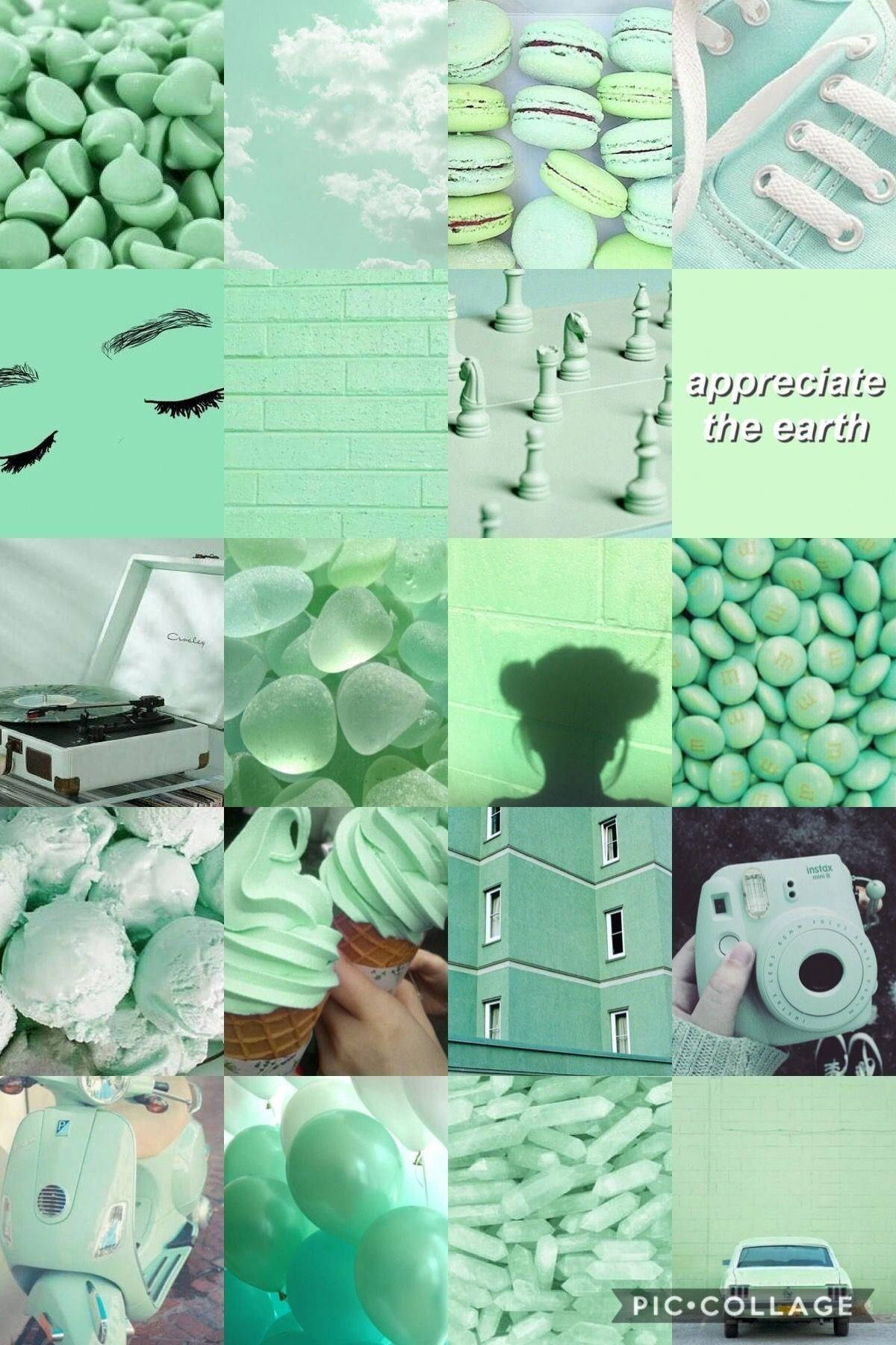 Download Light Green Aesthetic Trendy Collage Wallpaper