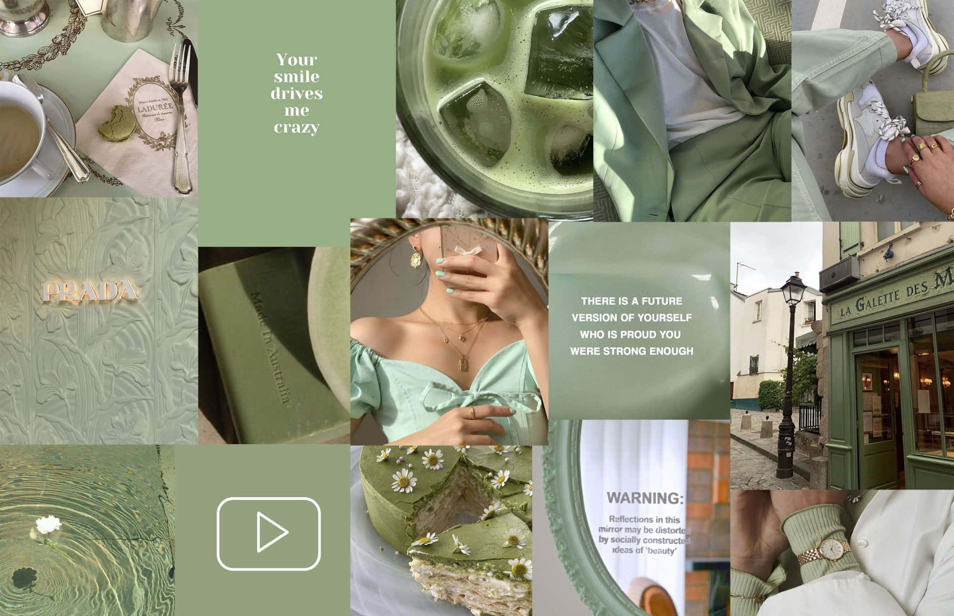 Download Pastel Green Cool Collage Wallpaper