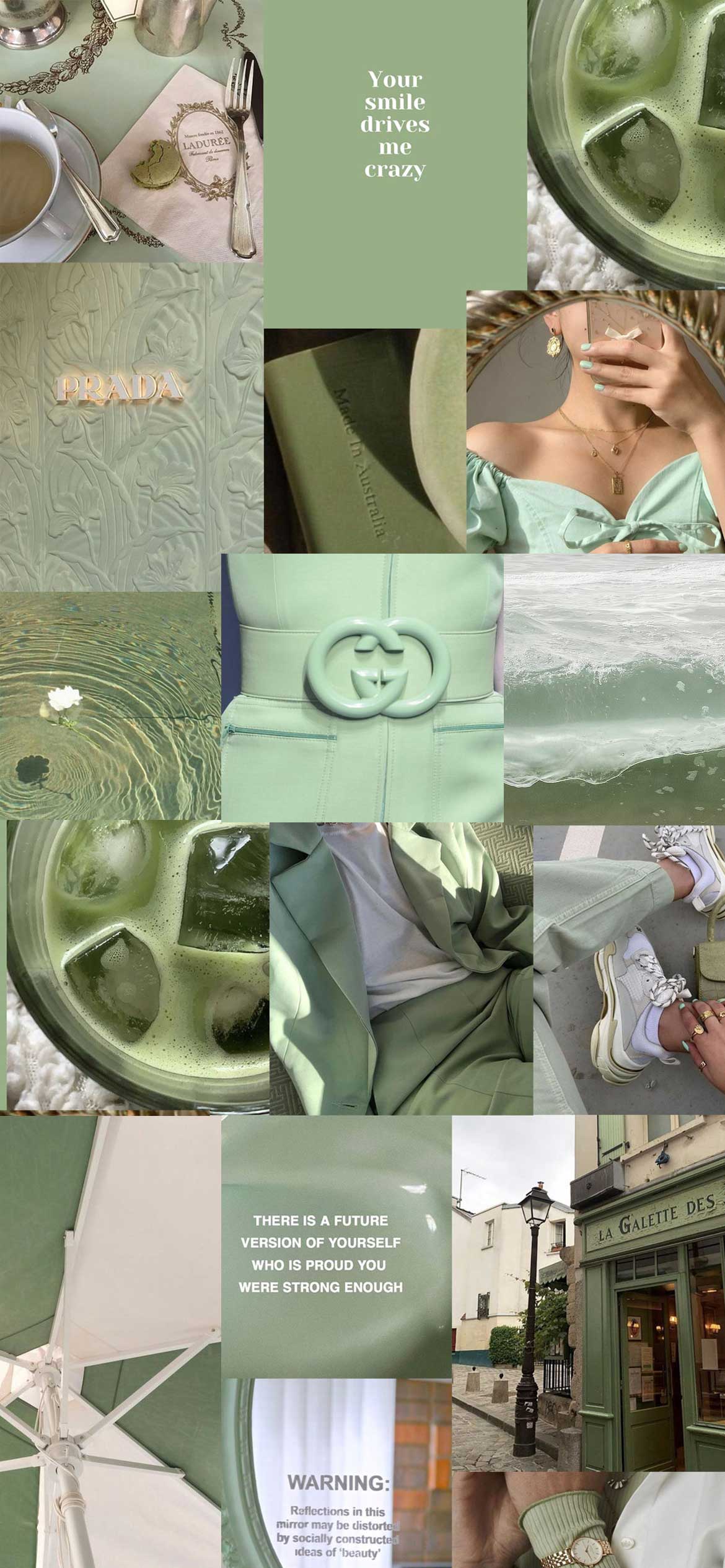 Collage Wallpaper Ideas, Mint Green Wallpaper