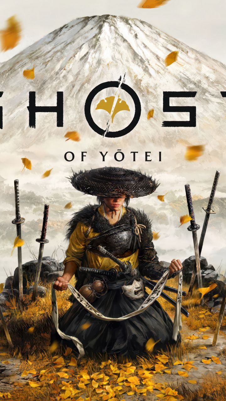 free 4K wallpaper ghost of yotei, video game, poster, ronin, japan, mountain, katanas by ??