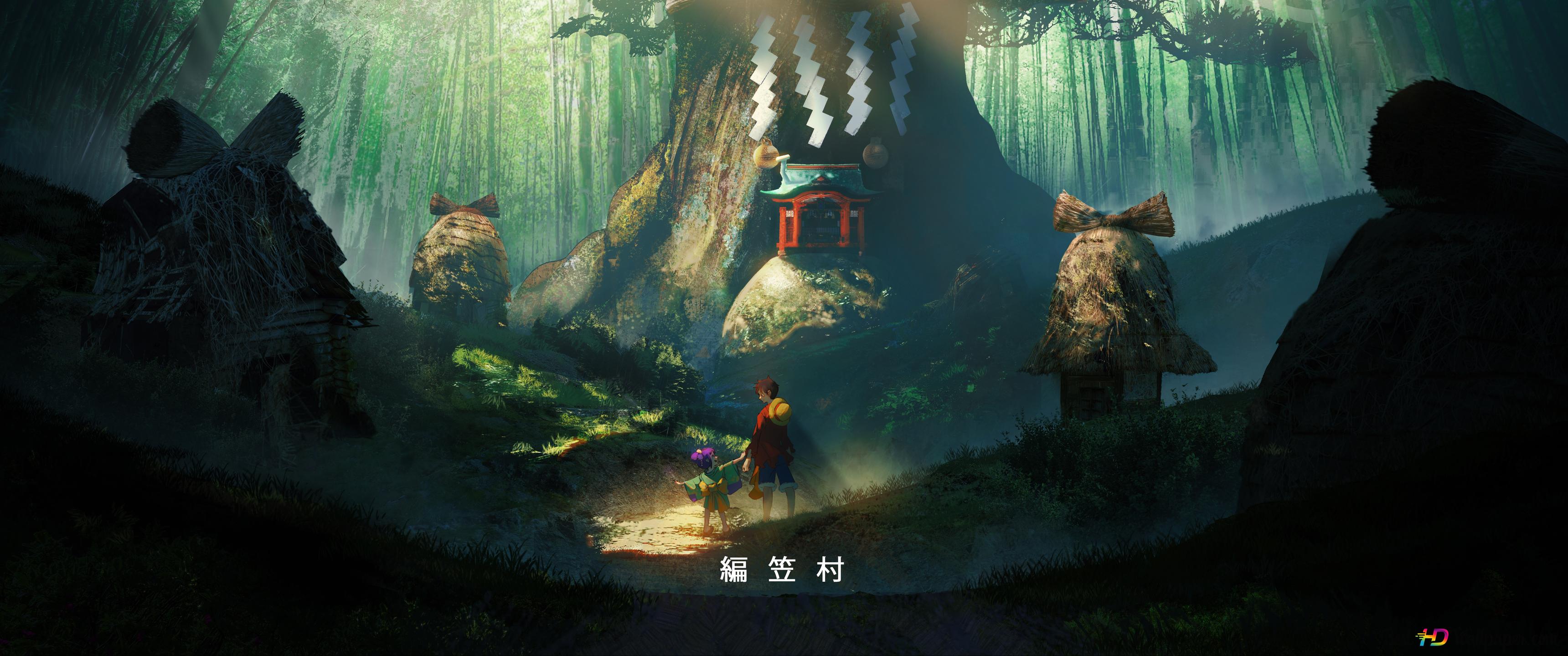 One Piece D Luffy at the forest 4K wallpaper download