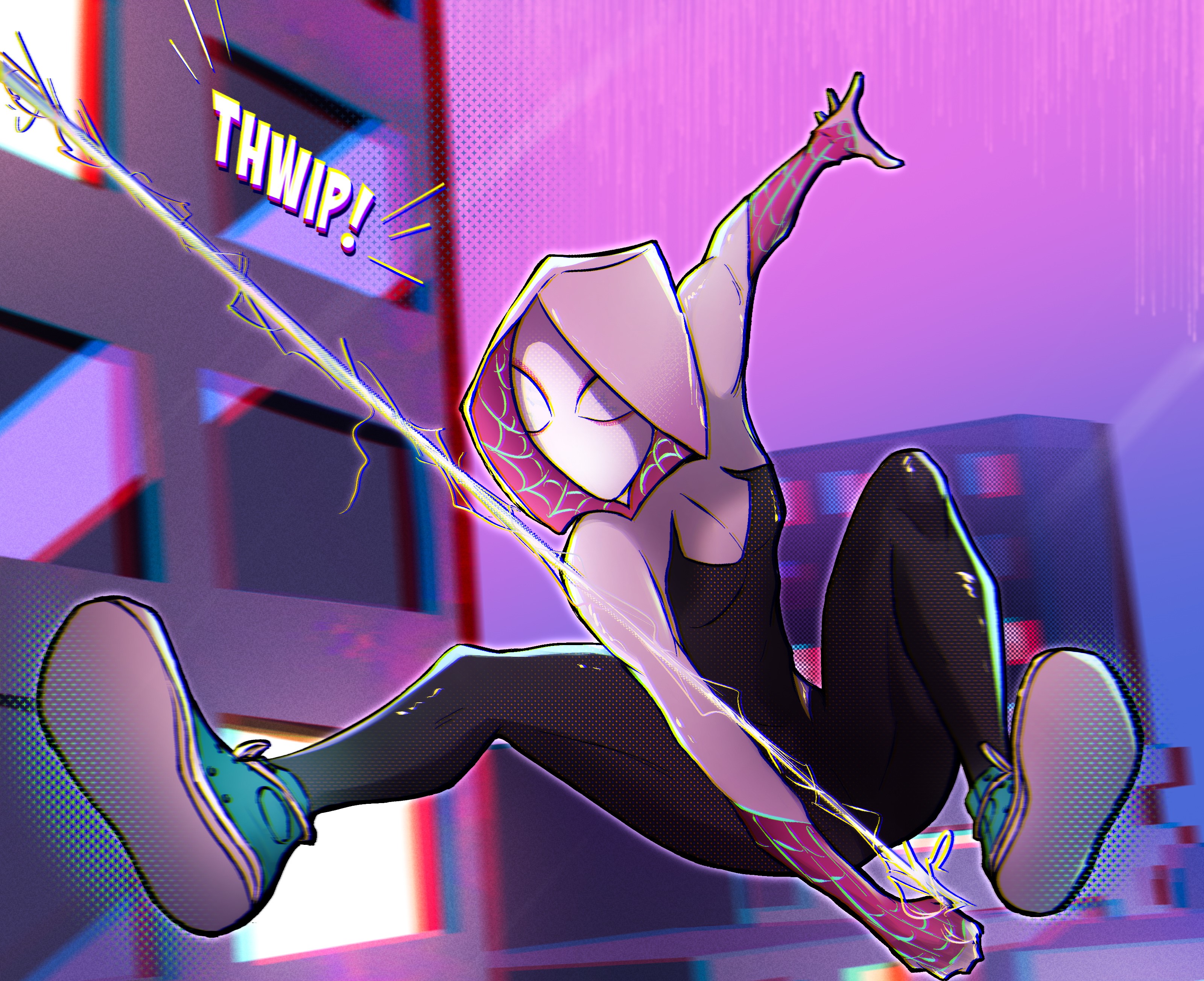 Gwen Stacy In Action: Spider Man Across The Spider Verse HD Wallpaper