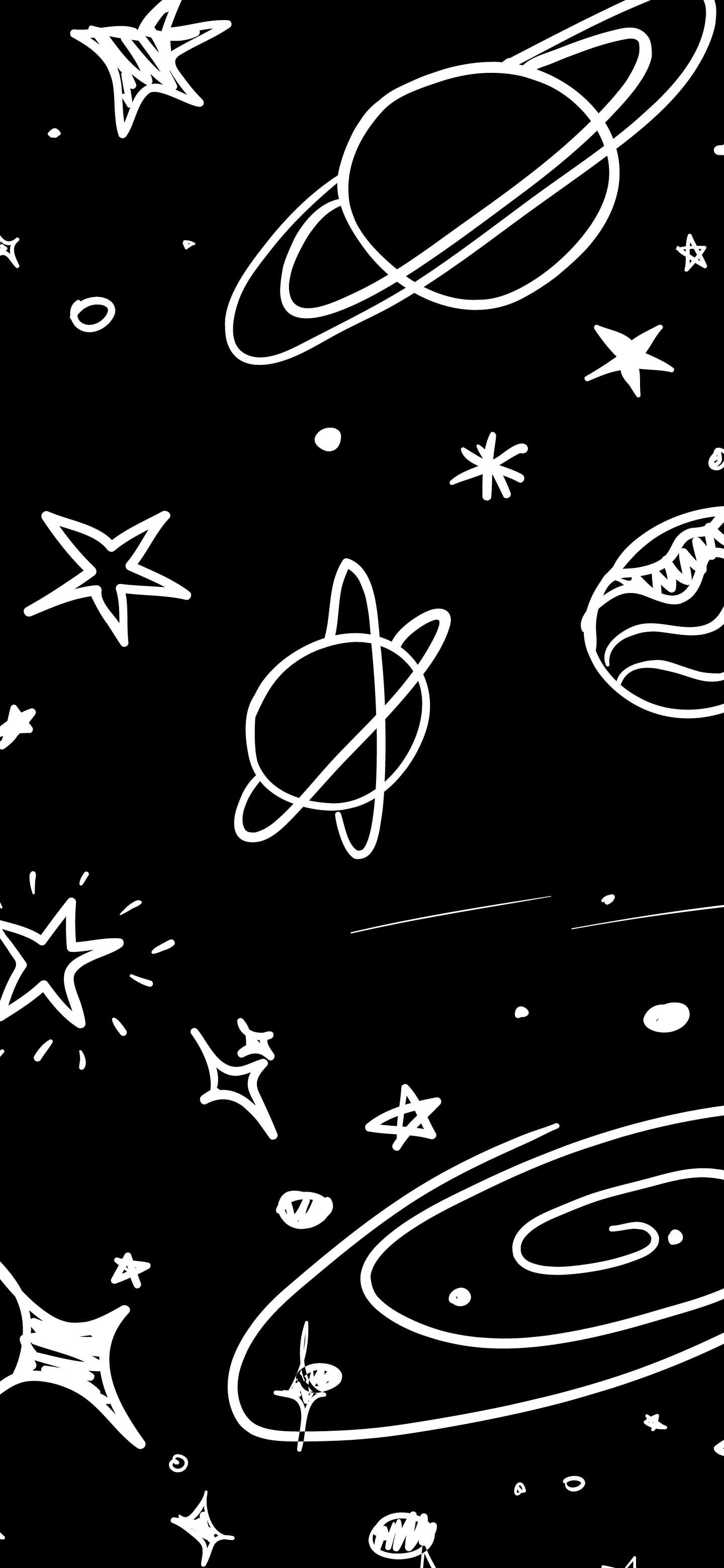 Space doodle pattern - [1440x3120]