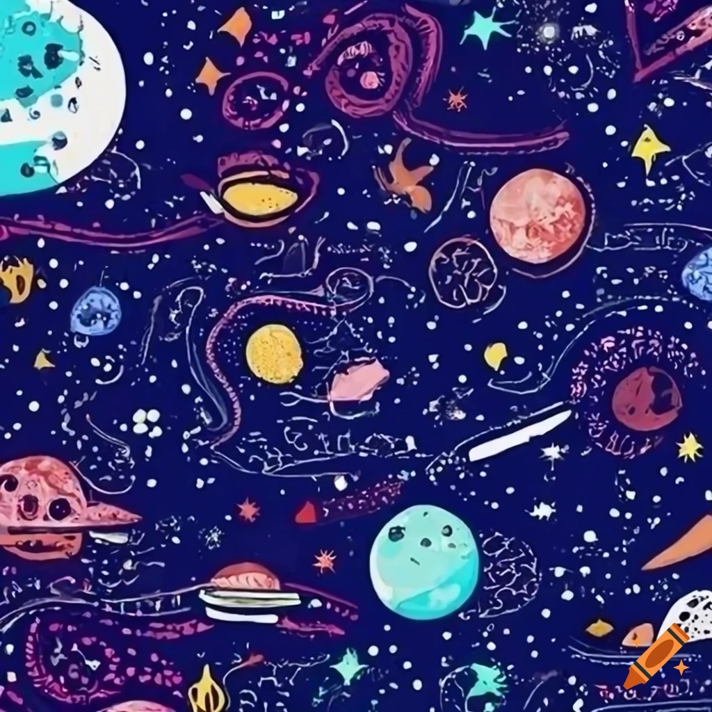Doodle space wallpaper on Craiyon