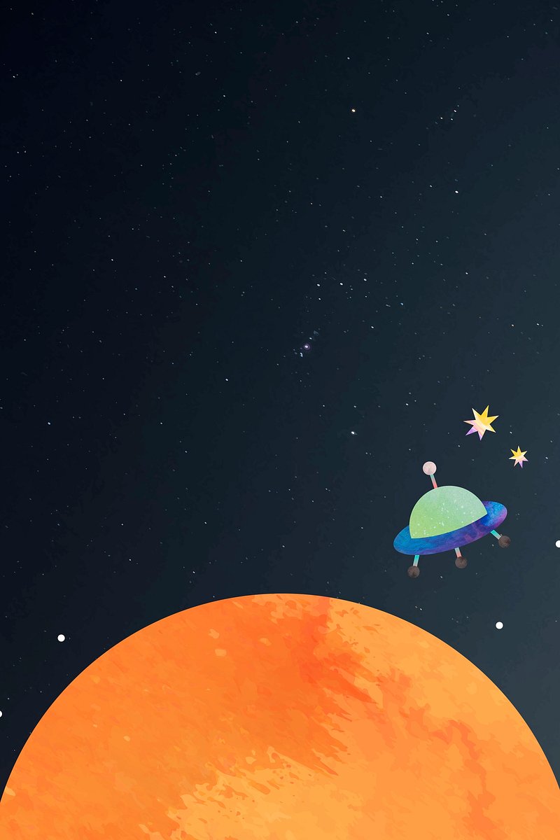 Colorful space watercolor doodle UFO