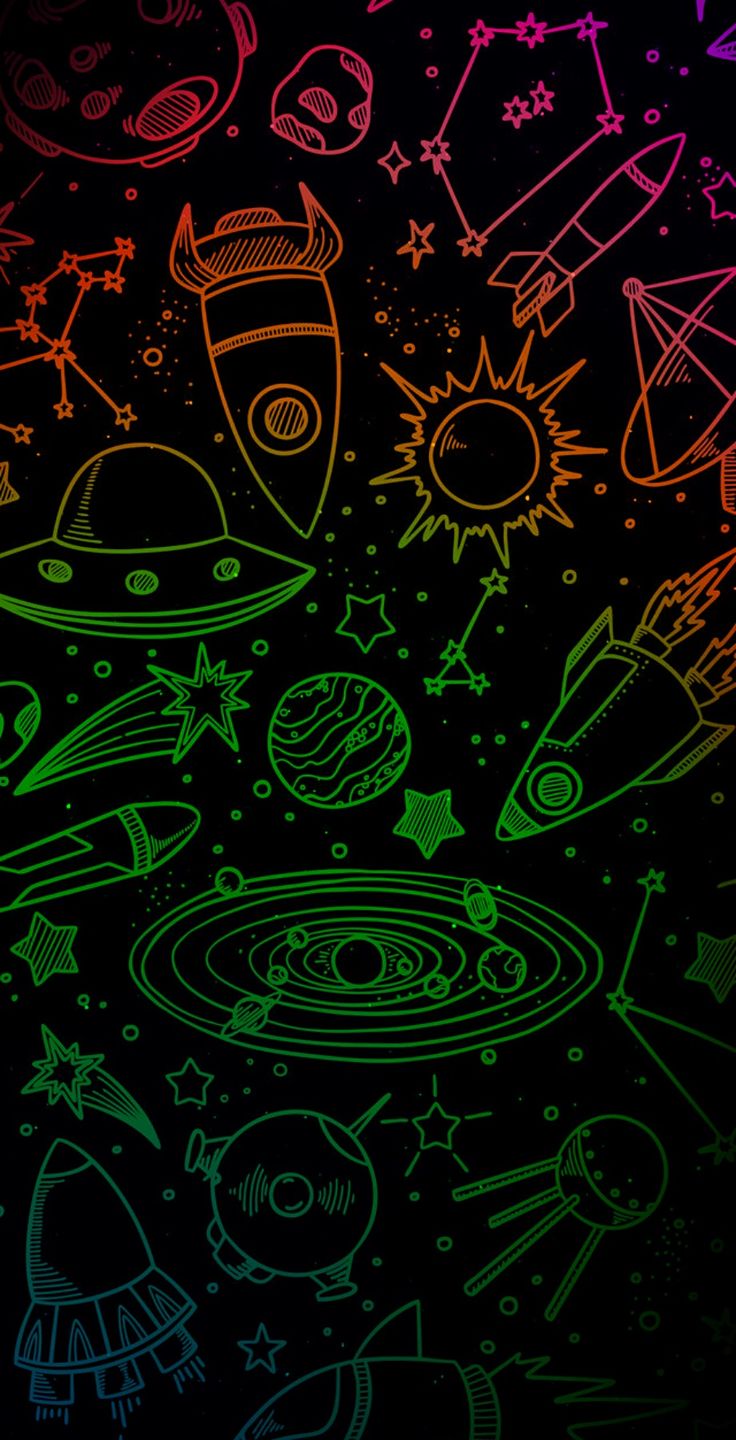 Colorful Space Drawings Wallpaper
