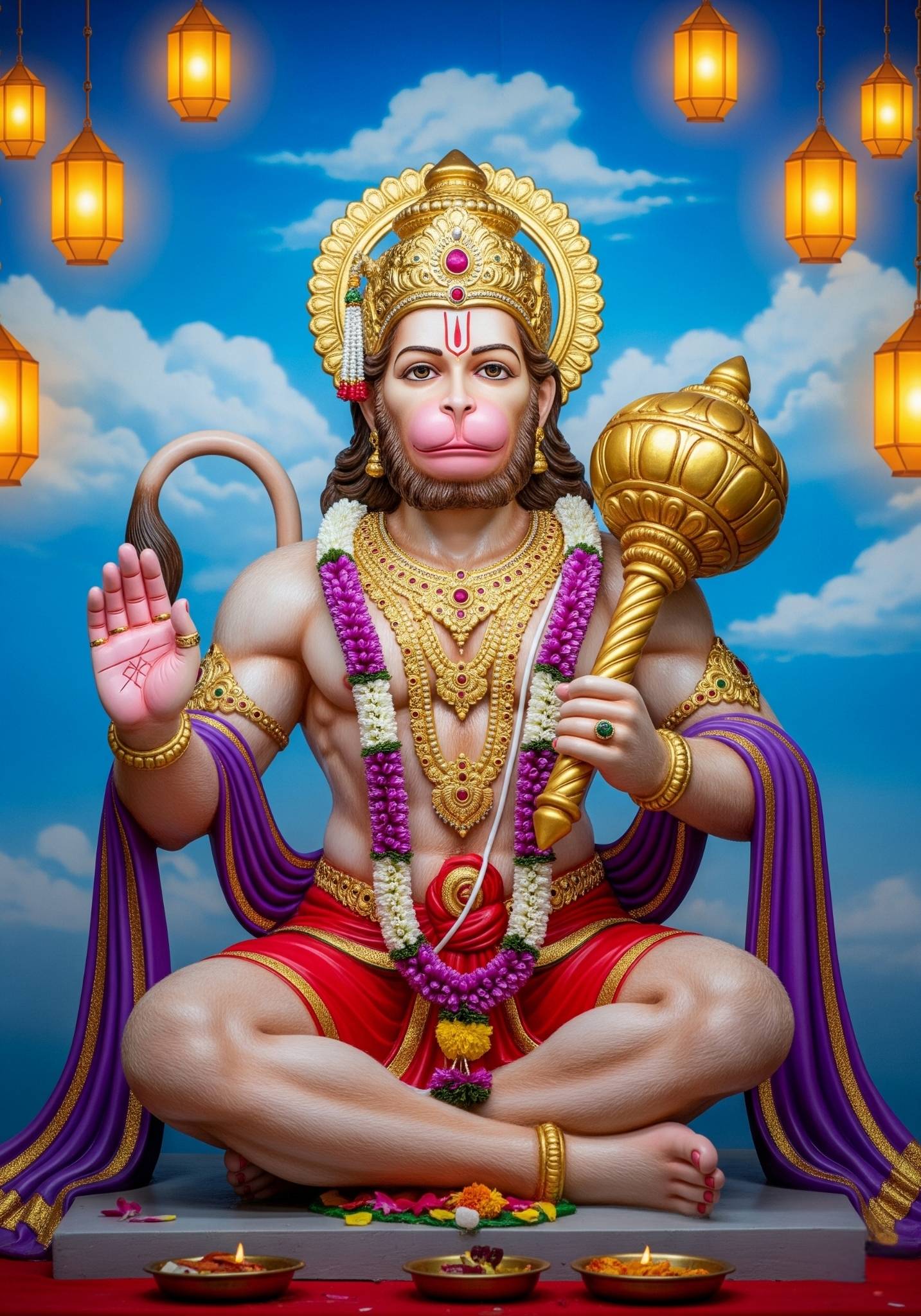 Cute Bal Hanuman with Divine Glow Illustration