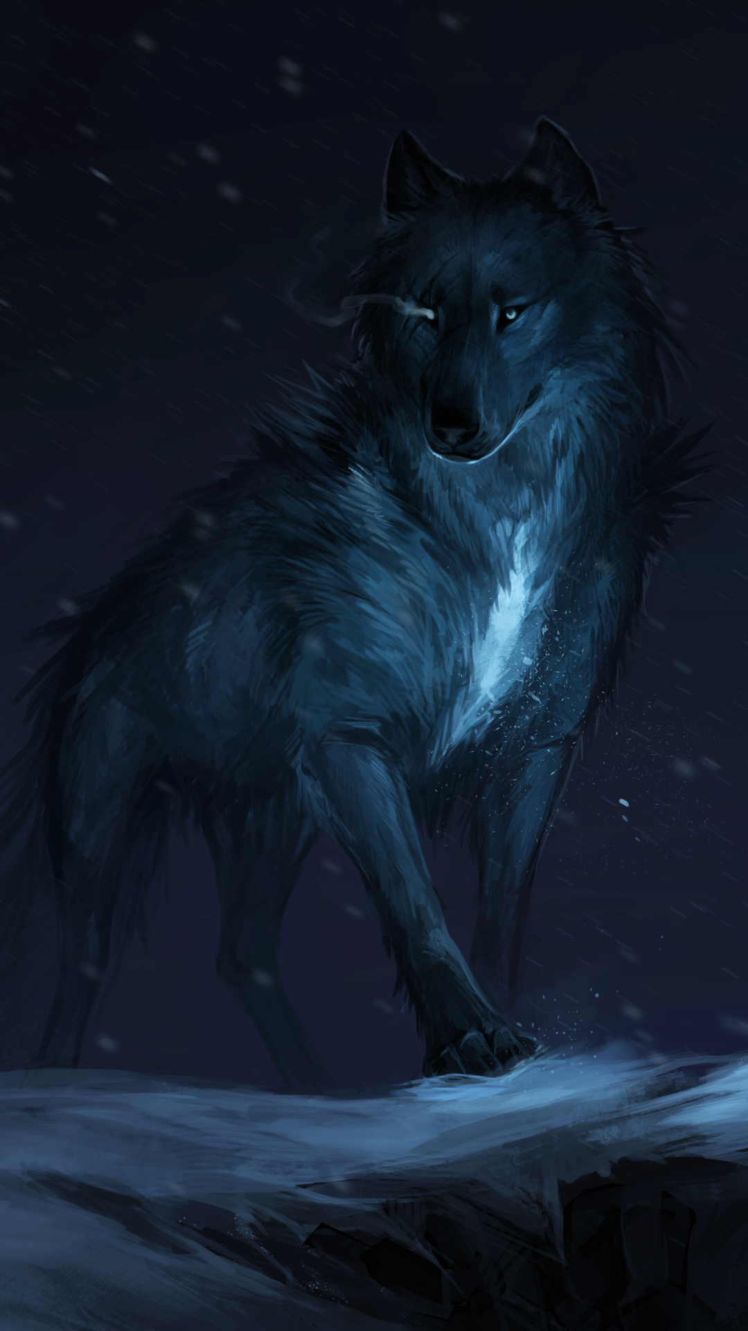 Phone wallpaper: Wolf, Fantasy, Night, Fantasy Animals 1130483