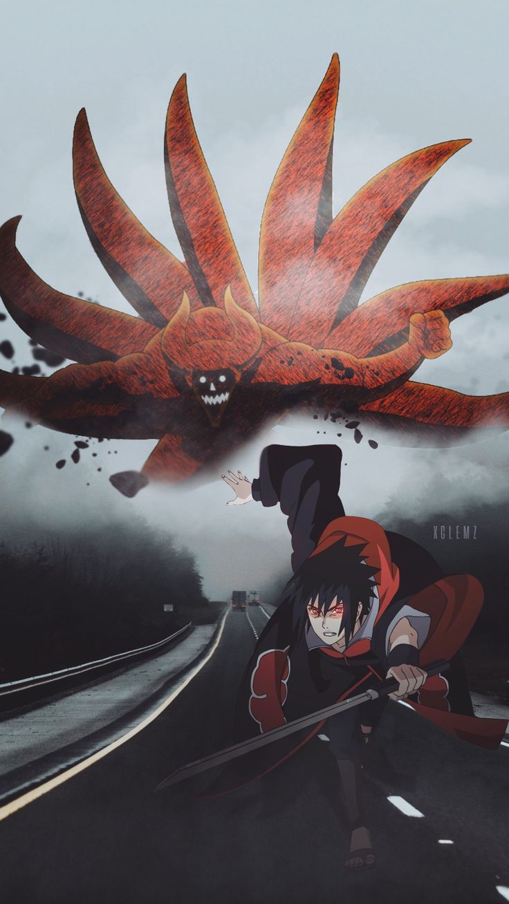 Killer Bee vs Sasuke wallpaper