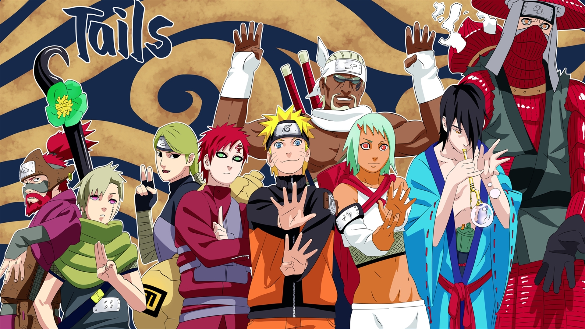 Wallpaper Anime, naruto, killer bee, gaara for mobile and desktop, section сэйнэн, resolution 1920x1080