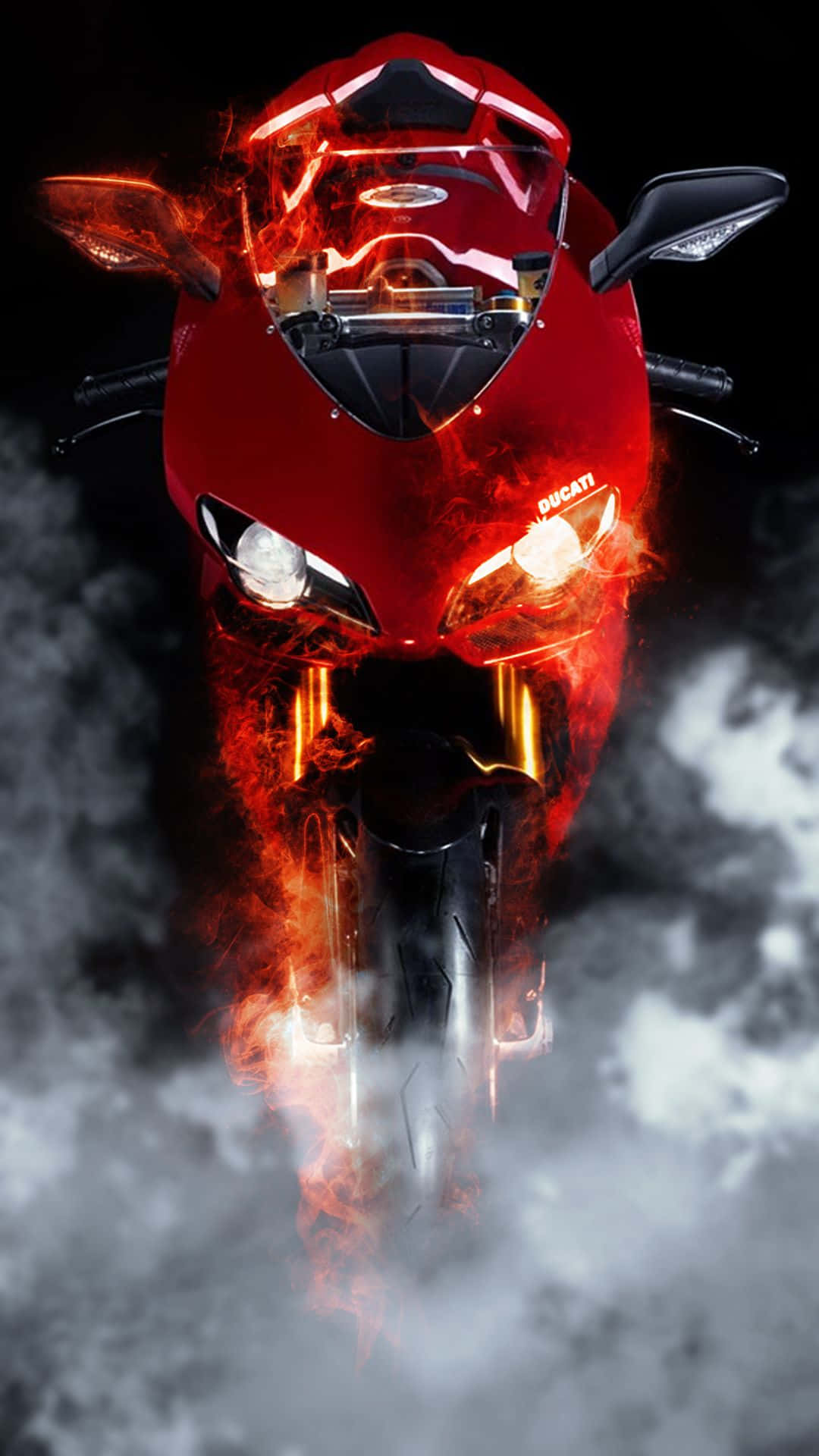 Download A Red Motorcycle With Flames