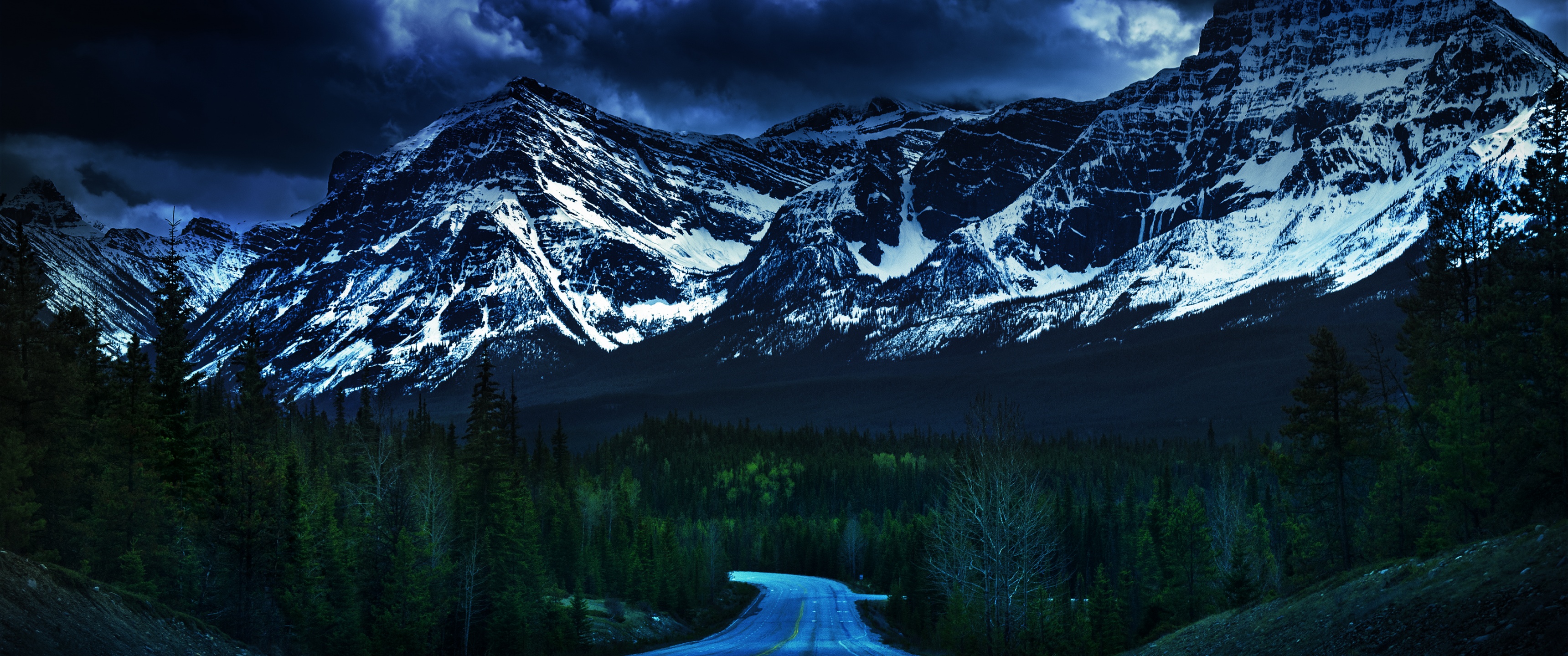 Icefields Parkway Wallpaper 4K, Canadian Rockies, Dusk