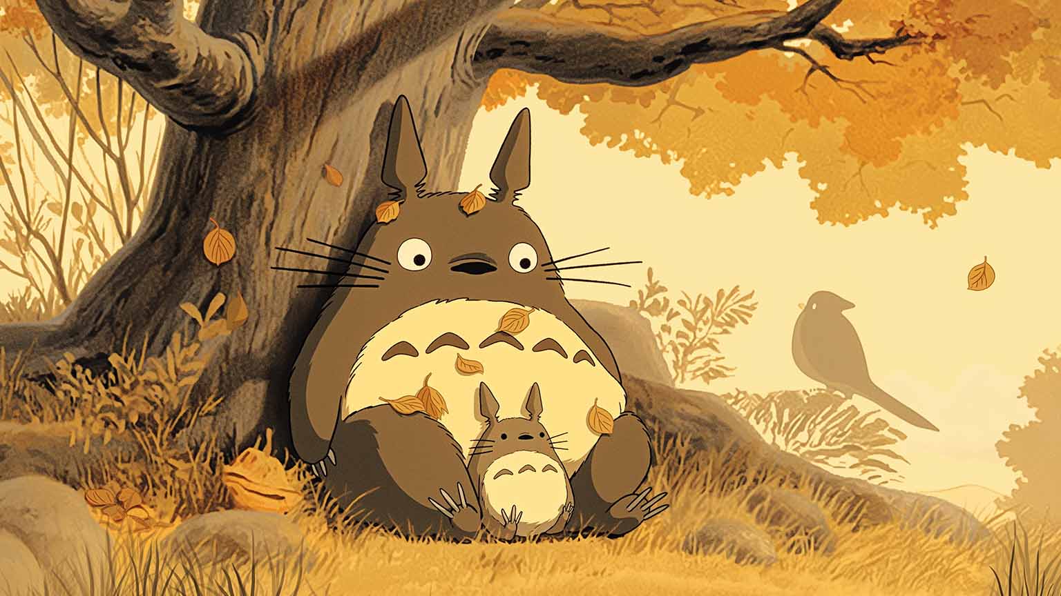 My Neighbor Totoro Autumn Leaves Desktop Wallpaper
