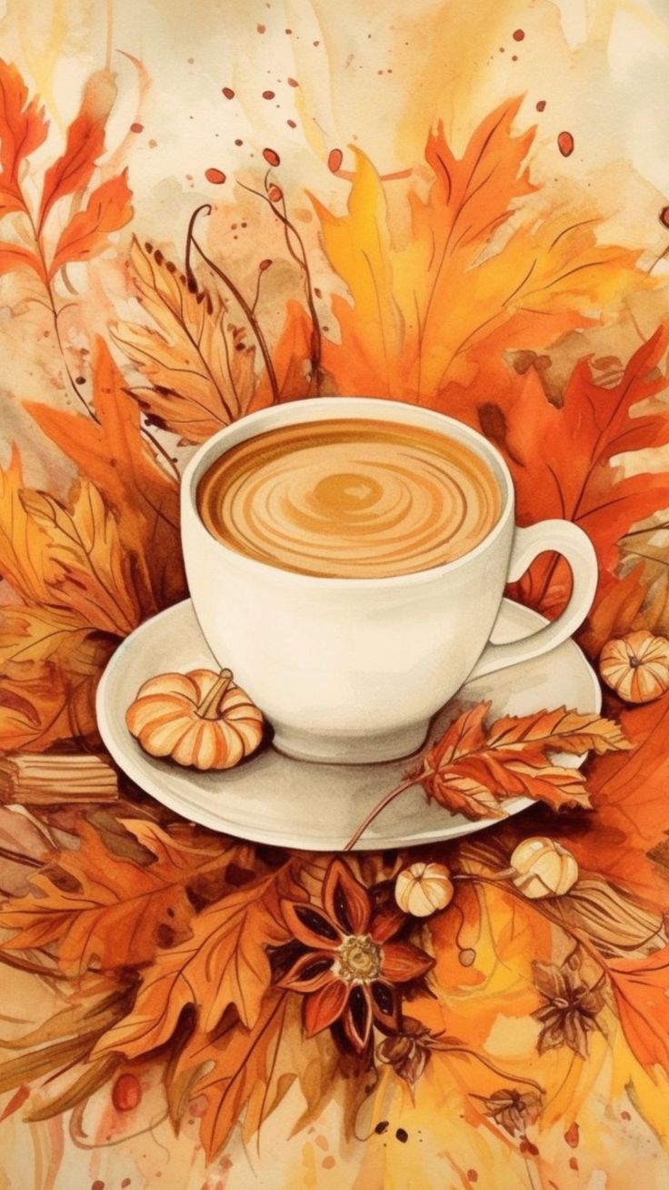 Fall Coffee Phone Wallpaper, Autumn Lock Screen, Fall Aesthetic Background