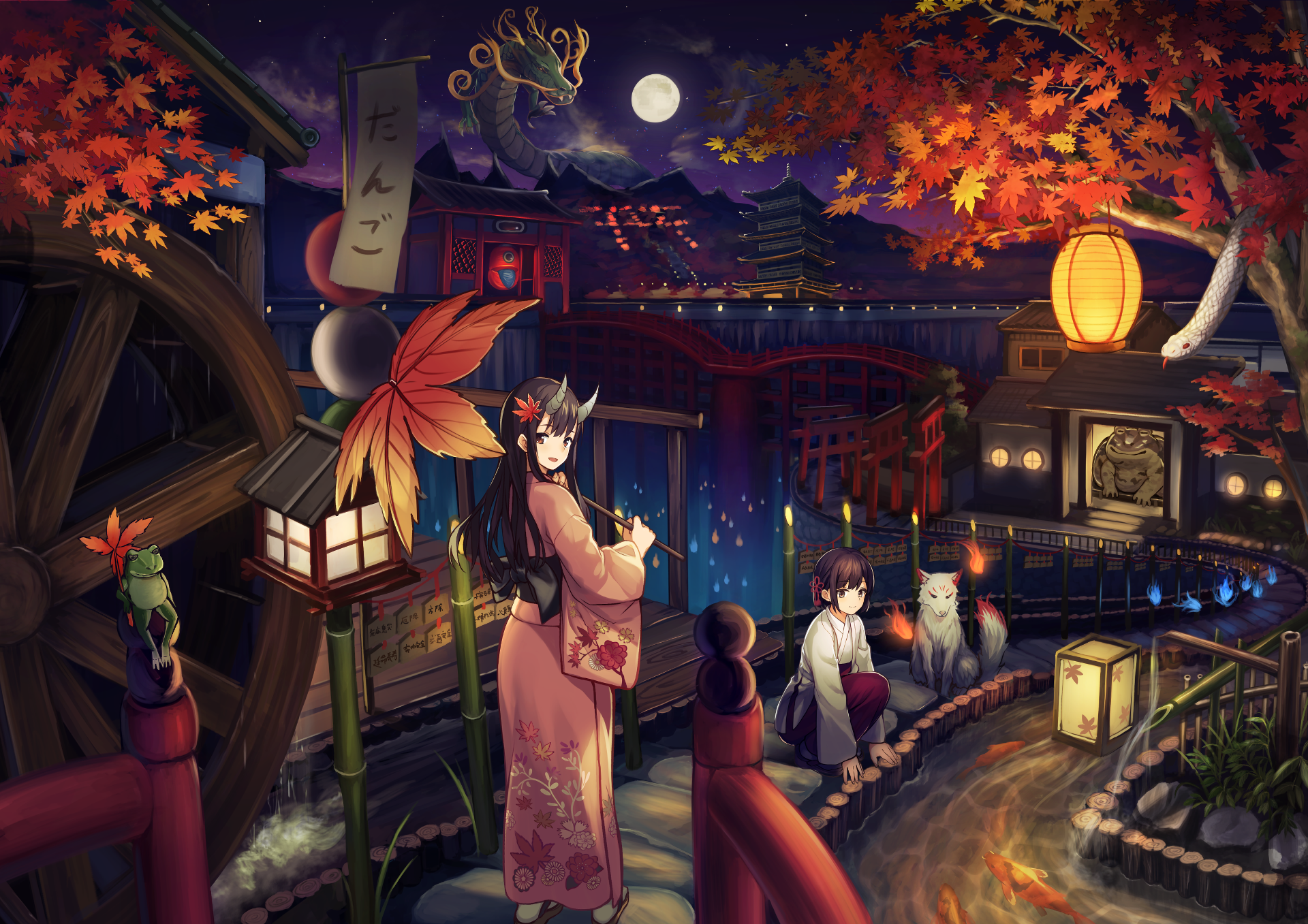 Moonlit Autumn Nights: Original Anime HD Wallpaper