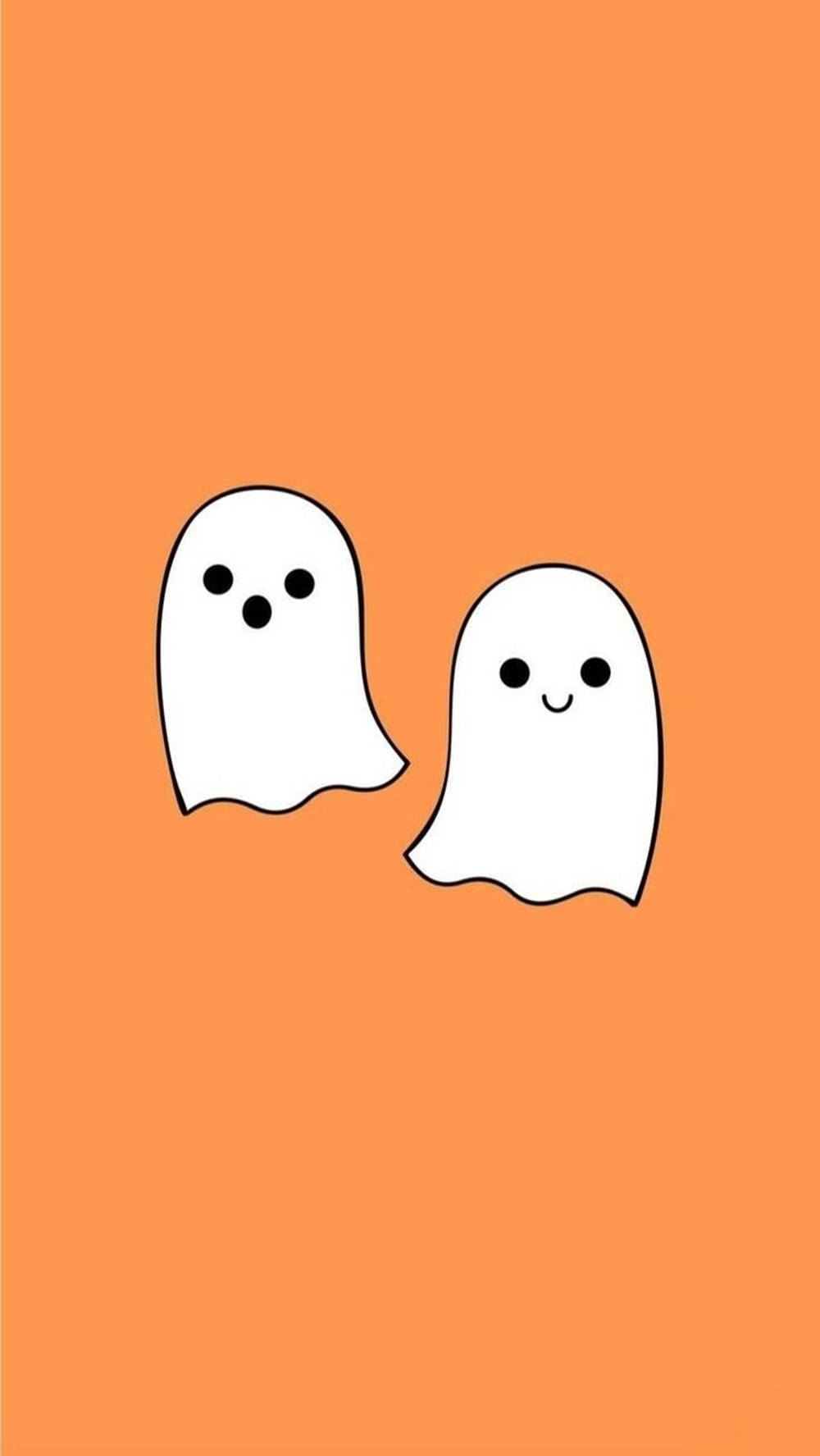 Download Two Friendly Ghosts Aesthetic Orange Wallpaper