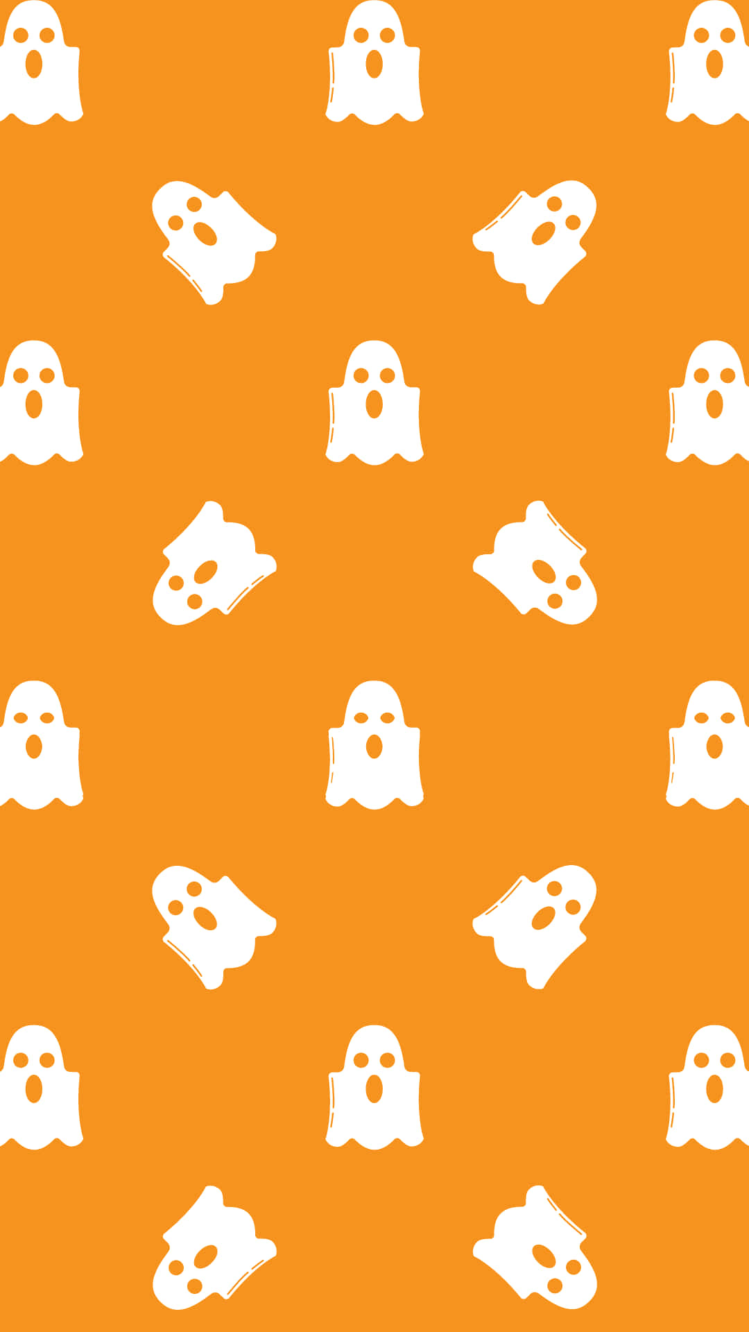 Download Orange Halloween Cute White Ghosts Wallpaper