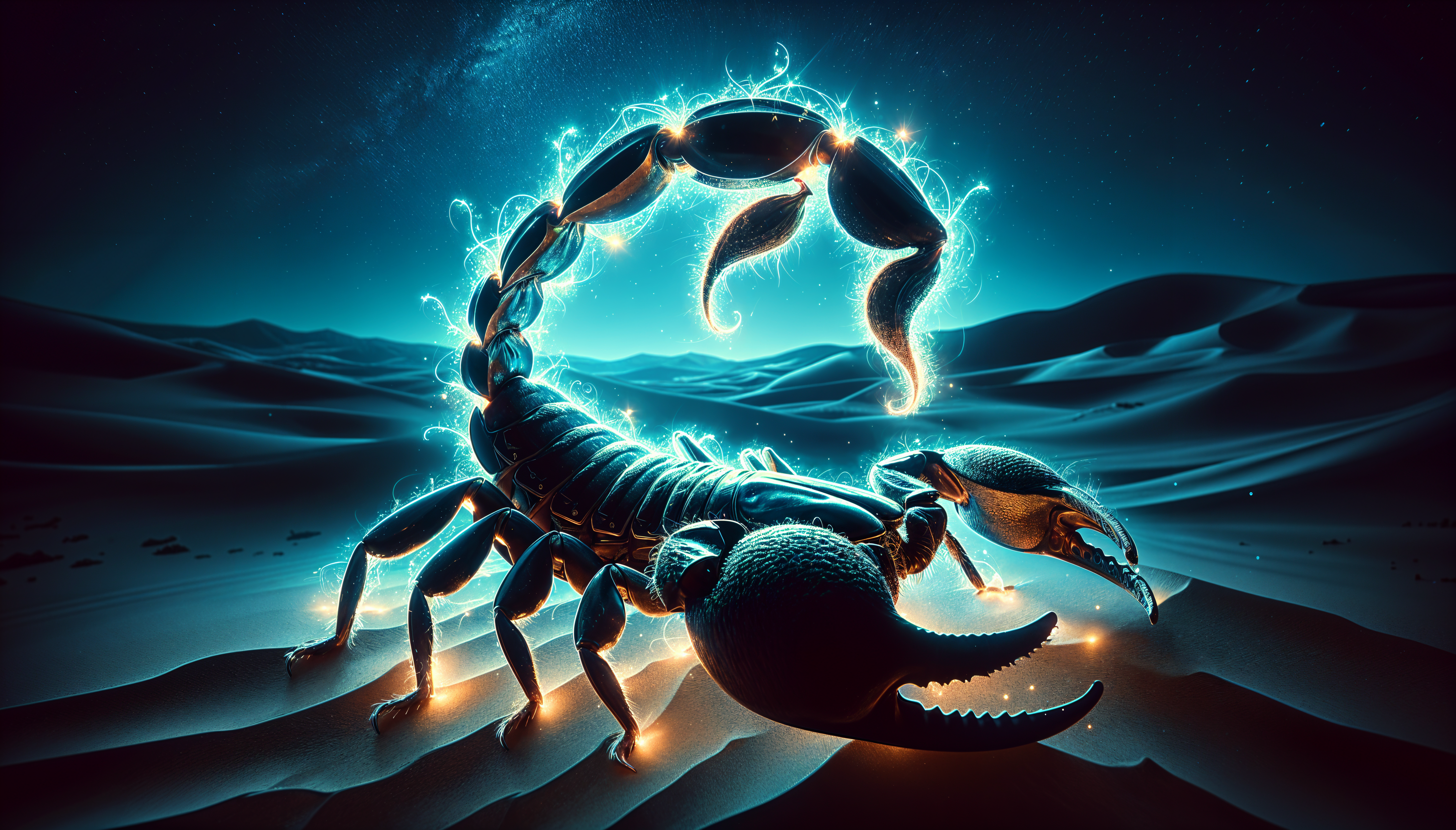 Illuminated Scorpion in 4K Ultra HD Wallpaper