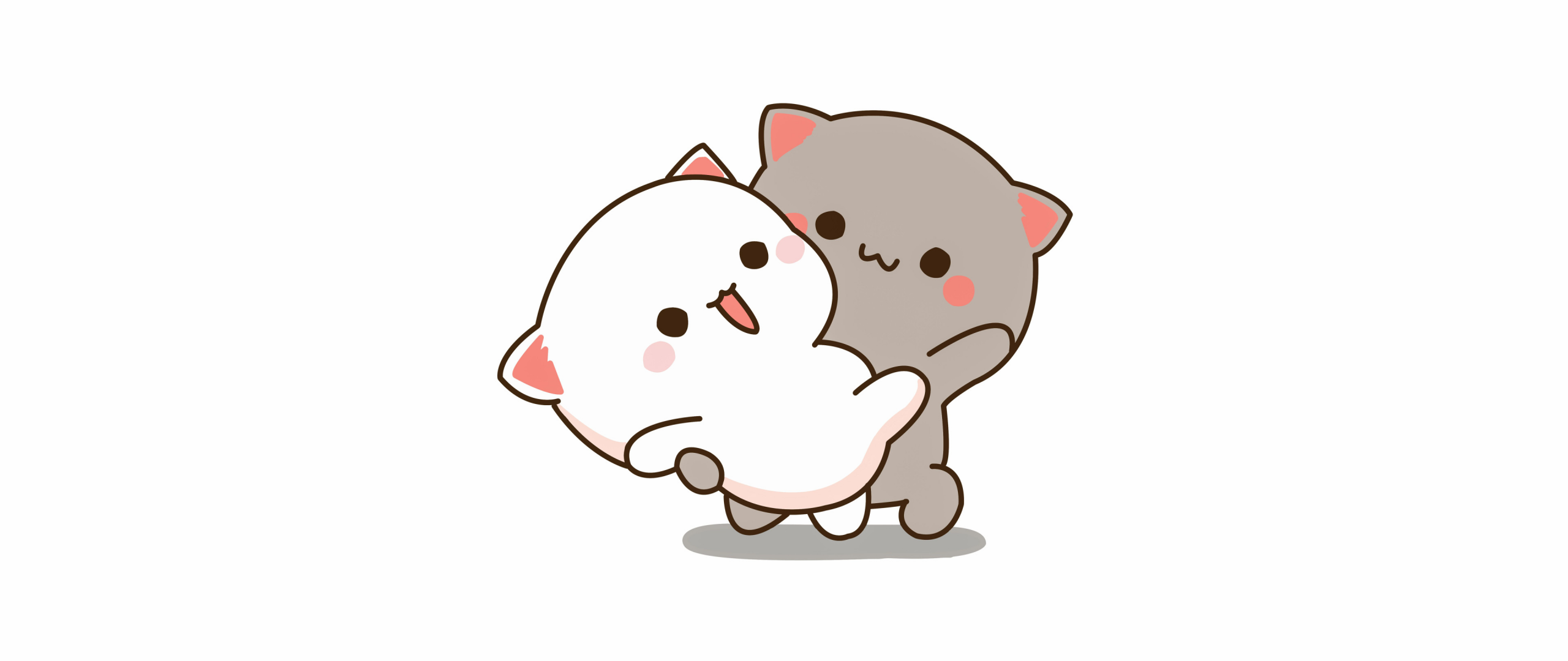 Kitty couple Wallpaper 4K, Kawaii couple, Peach and Goma