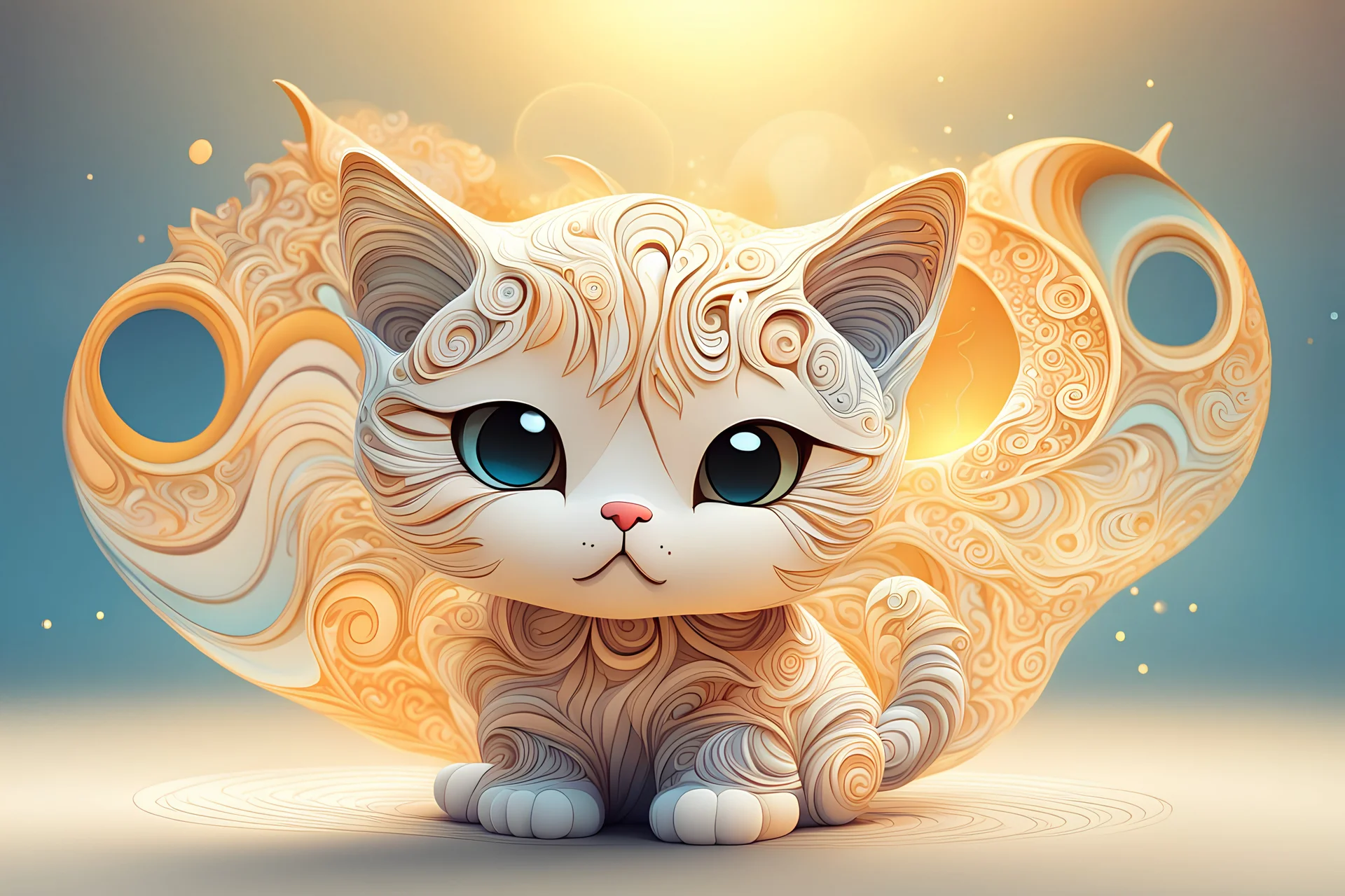cute chibi cat in sunshine abstract v