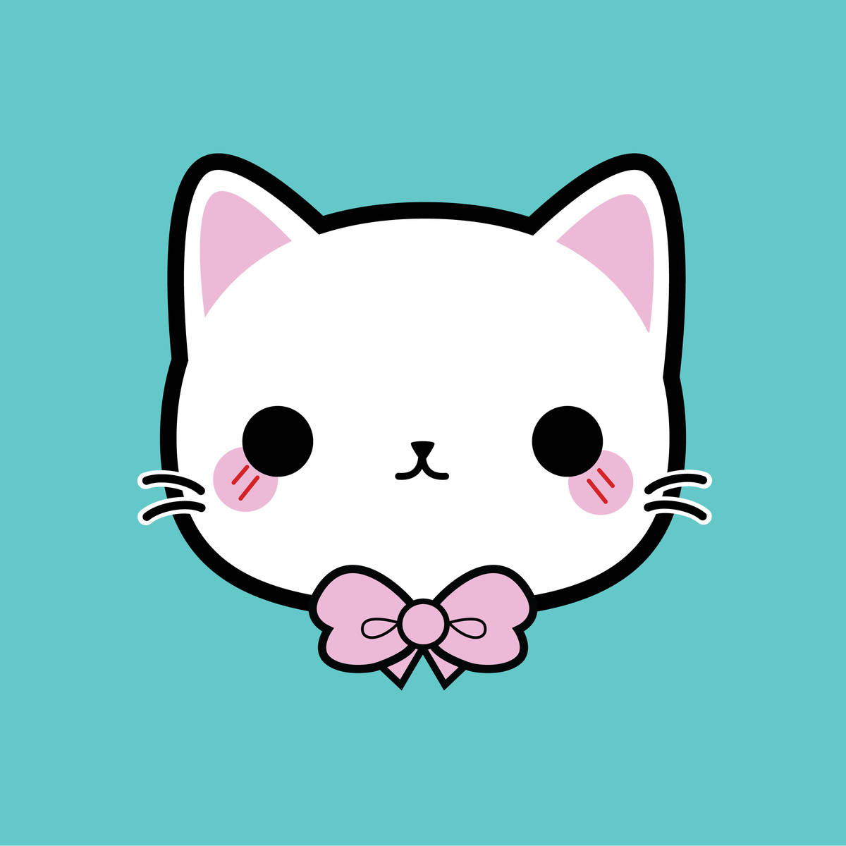 Download Cute Kawaii Cat Pink Bow Wallpaper
