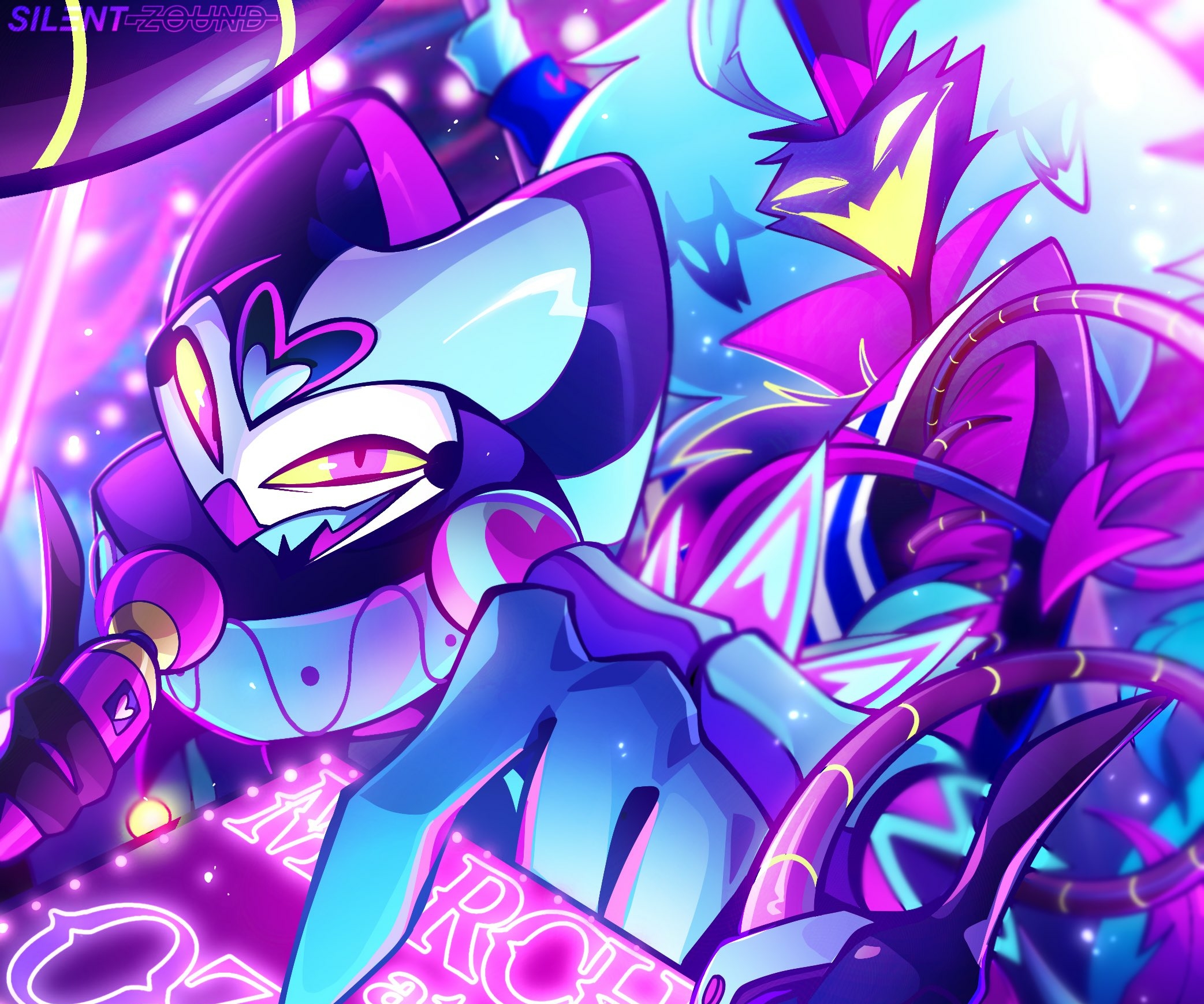 Helluva Boss HD Wallpaper: Fizzarolli & Asmodeus Dynamic Duo Showcase