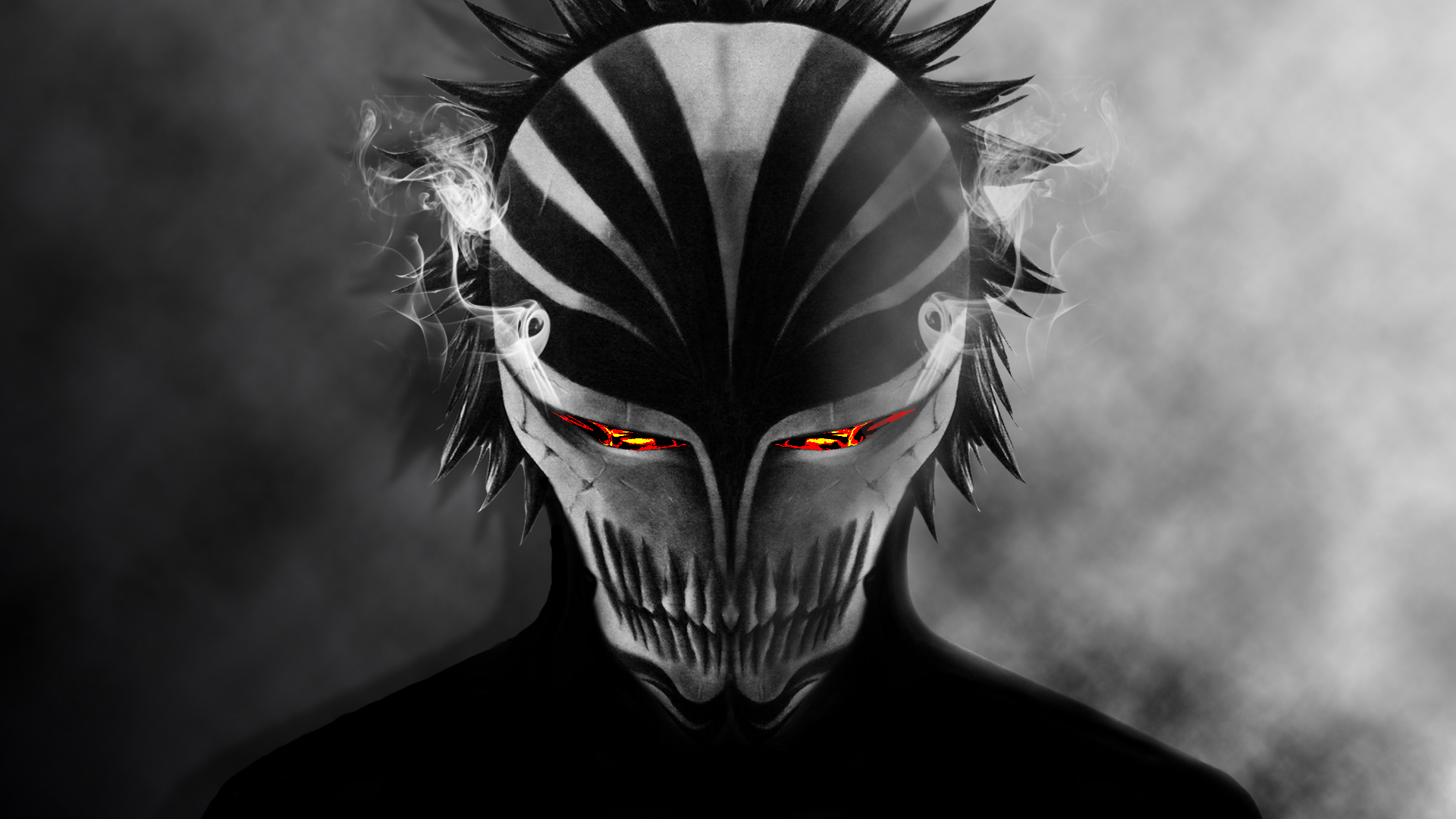 Wallpaper eyes, smoke, shadow, mask, bleach, Ichigo, hichigo for mobile and desktop, section арт, resolution 1920x1080