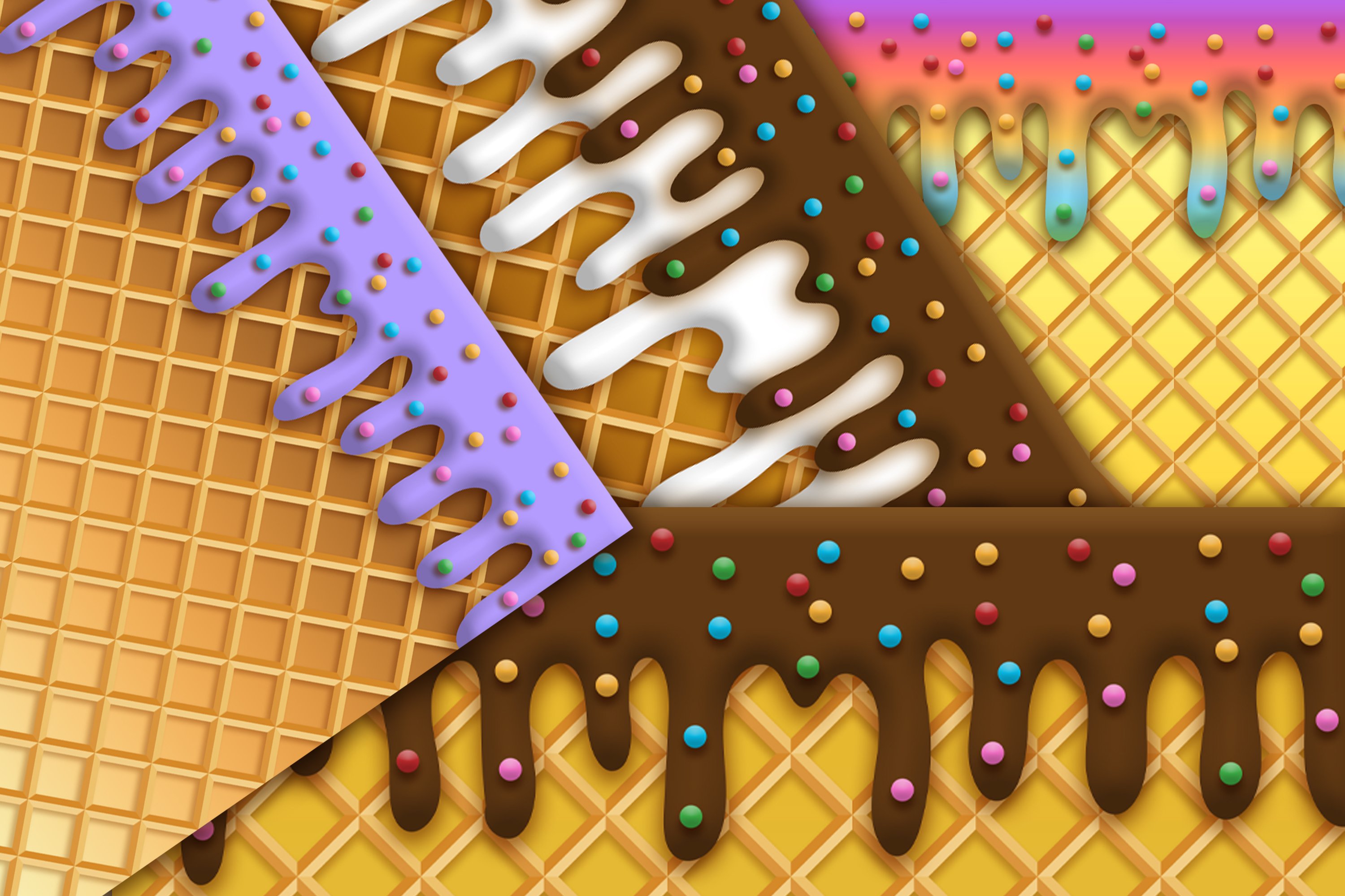 Waffle ice cream drip digital paper bundle