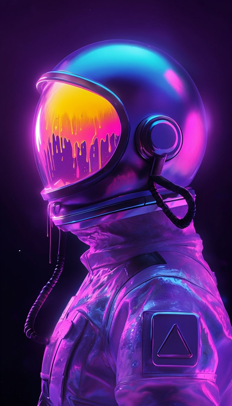 Futuristic Neon Astronaut Profile Art for Visual Enthusiasts Mobile Wallpaper