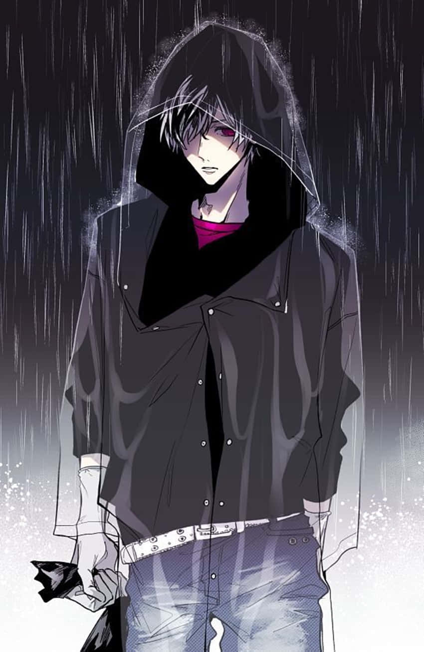 Download Depressed Anime Boy In Hoodie While Raining Wallpaper