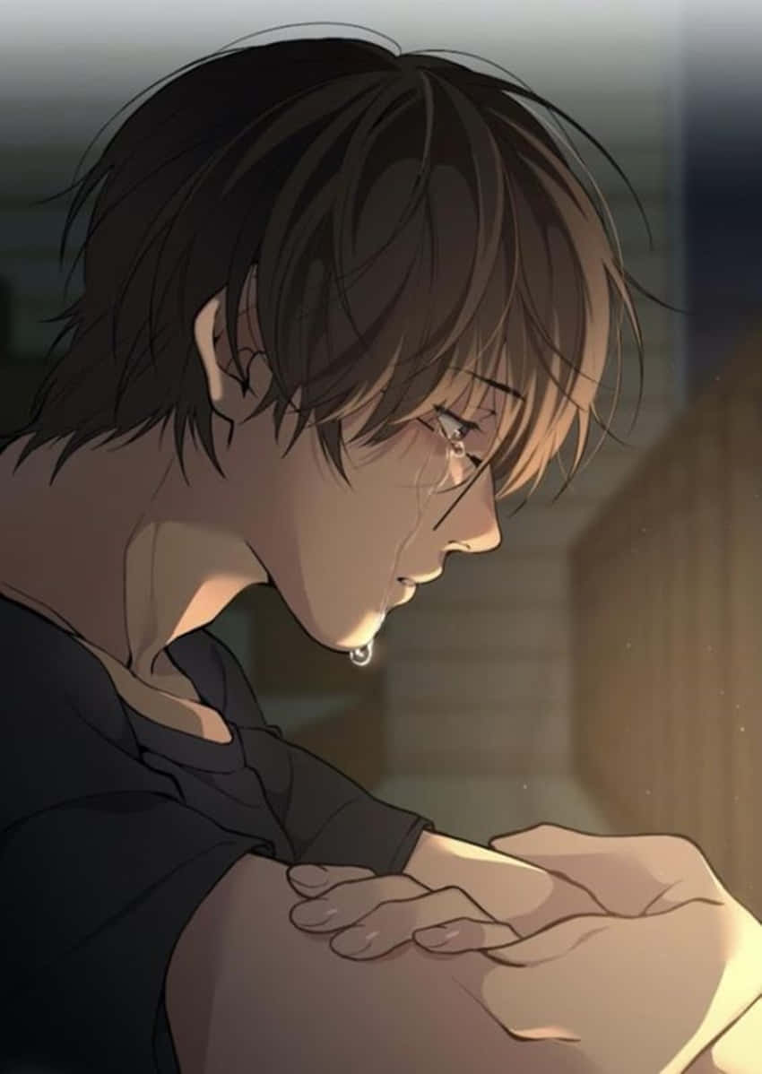 Download A depressed anime boy contemplating his future Wallpaper