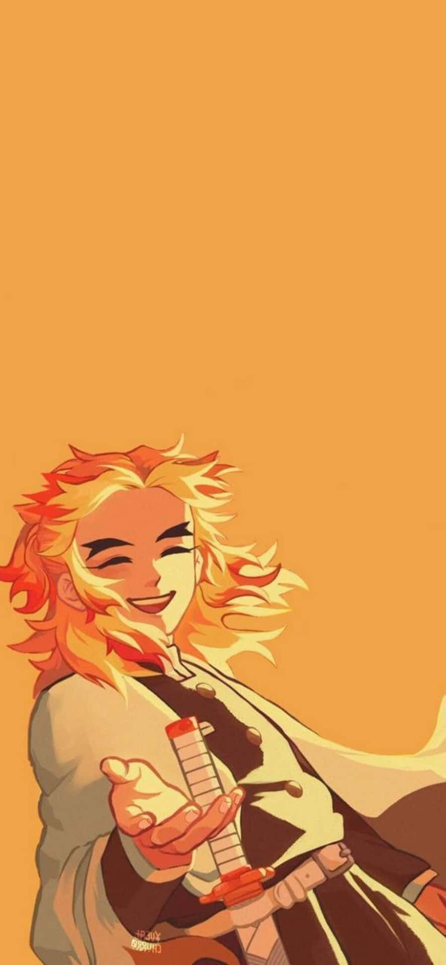 Download Rengoku Minimalist Wallpaper (900x1949) Wallpaper