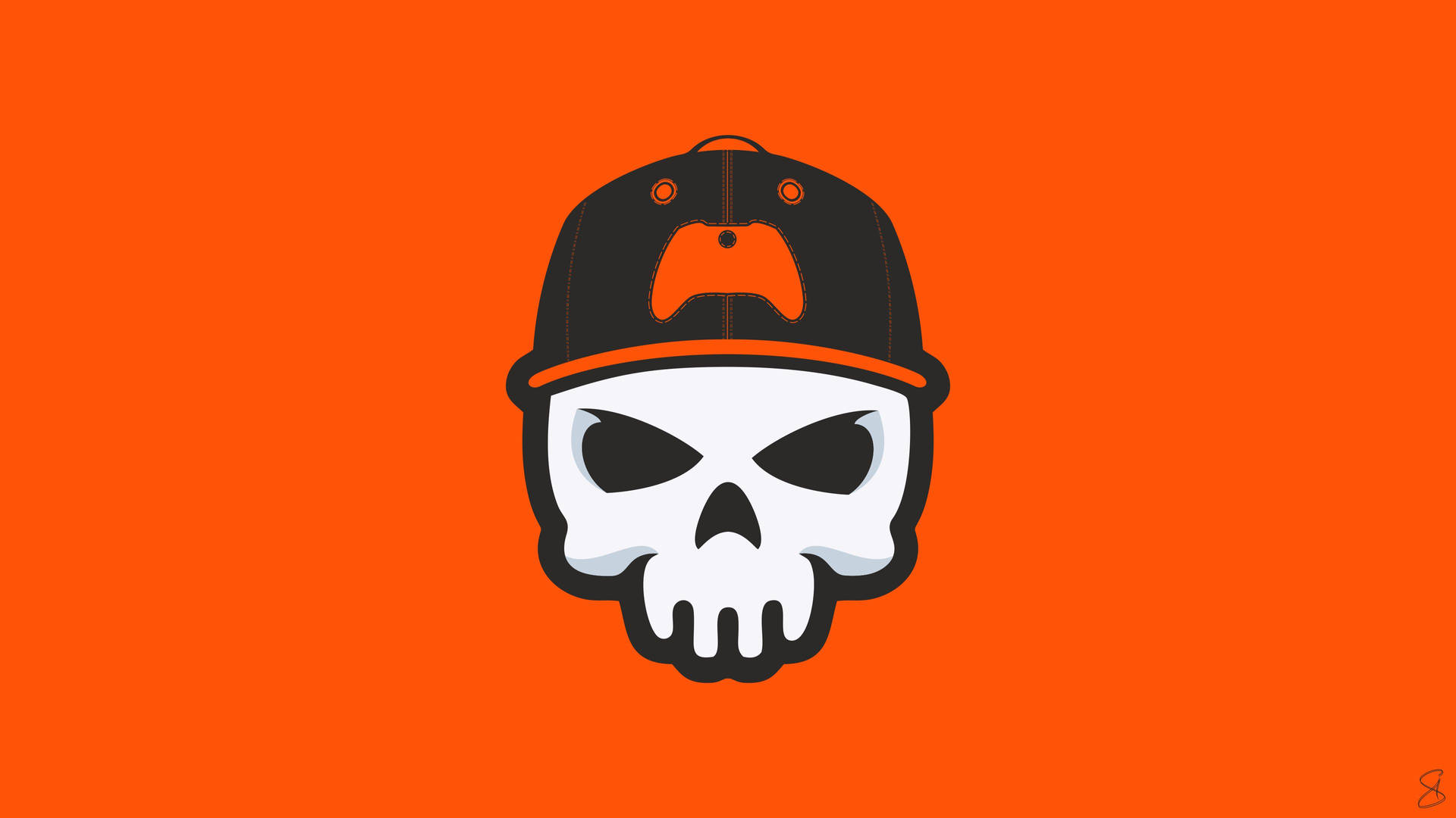 Download Neon Orange Skull Wallpaper