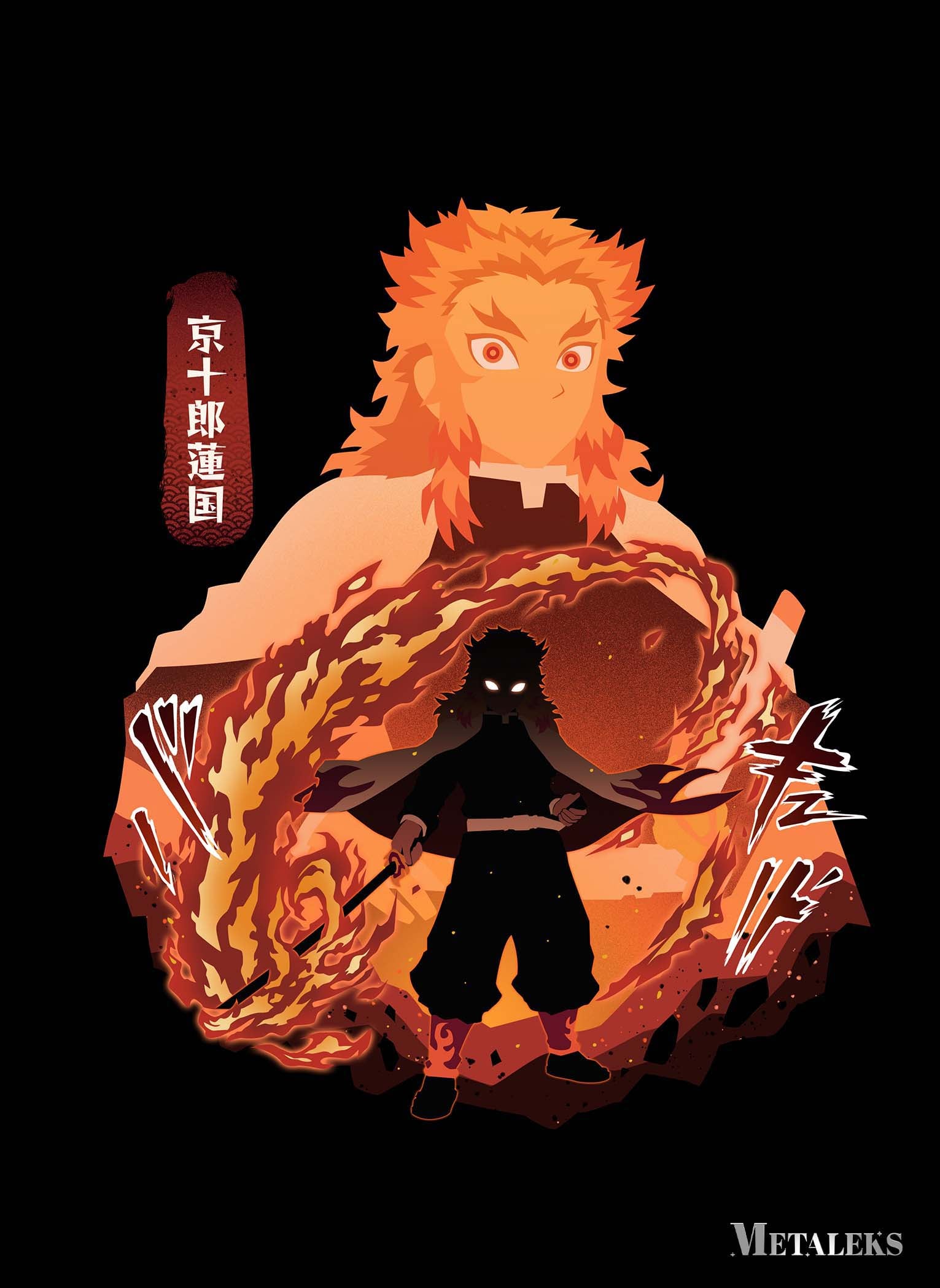 Rengoku Kyojuro Minimalist Poster, Picture, Metal Print, Handmade