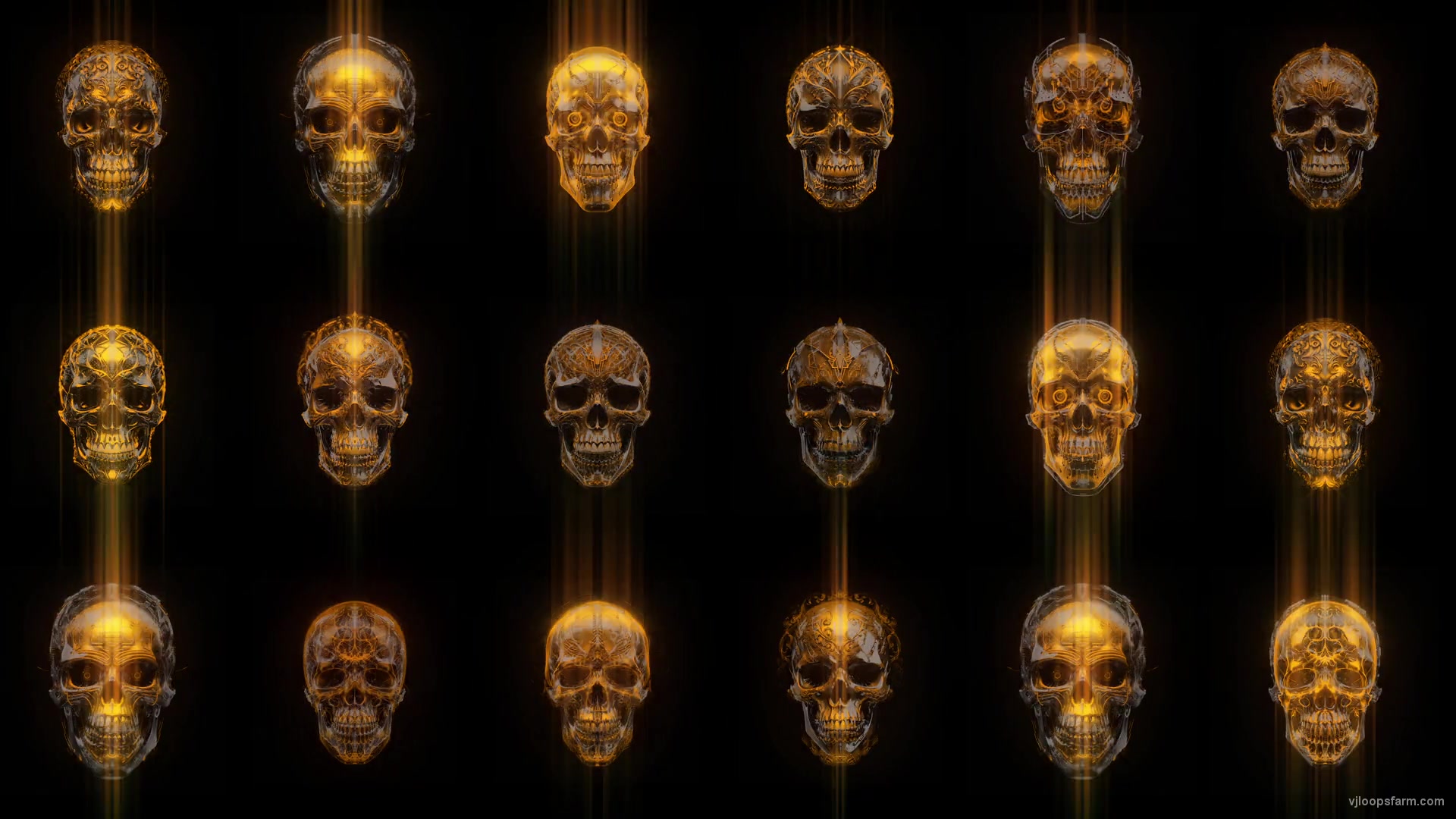 Expensive Orange Halloween Skulls Pattern VJ Loop Z17. VJ Loops Farm