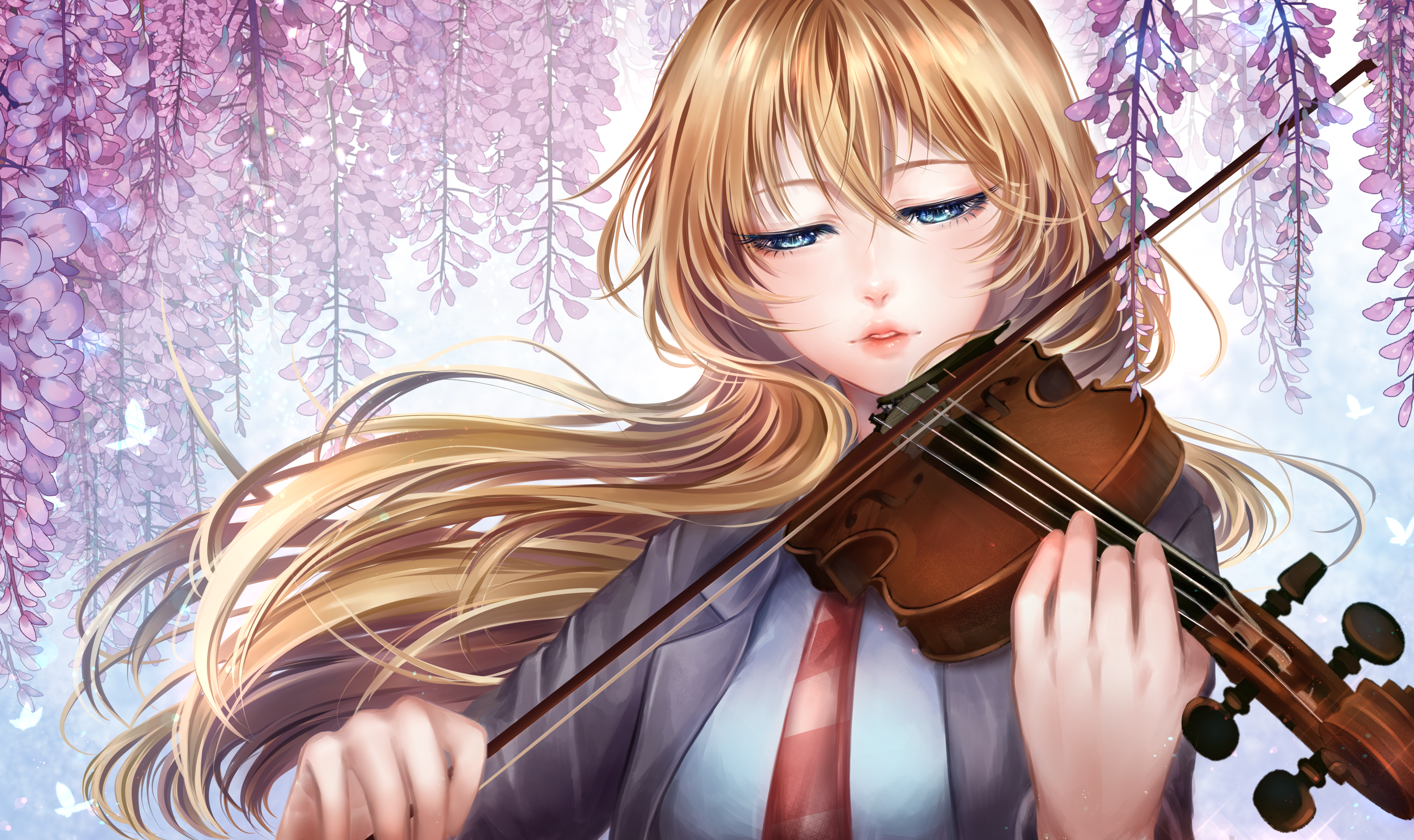 The character Kaori Miyazono with violin anime Your April lie Desktop wallpaper 1920x1080