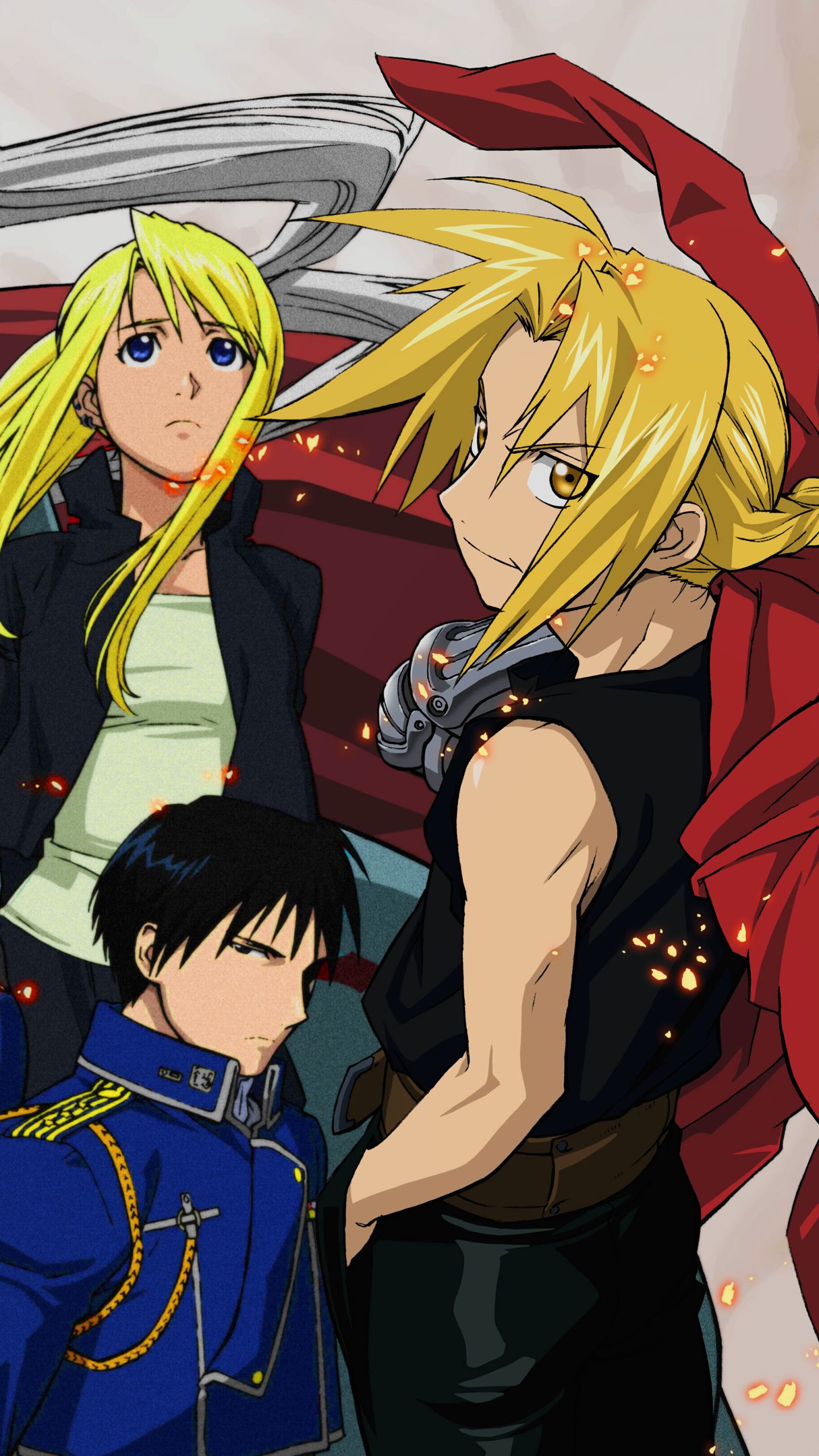 Phone wallpaper: Winry Rockbell, Anime, Fullmetal Alchemist, Edward Elric, Roy Mustang 1180062