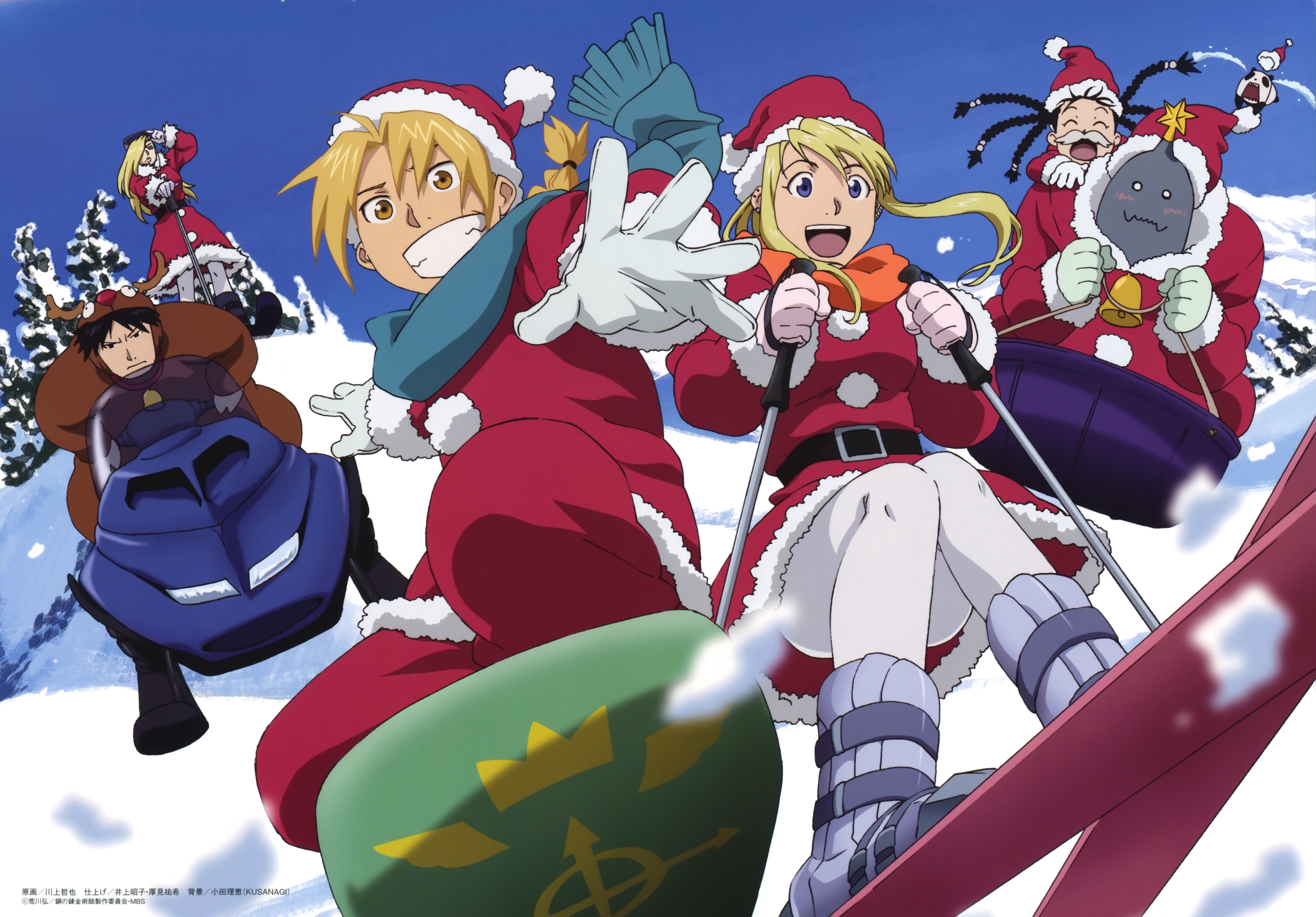 Wallpaper Christmas, New year, Fullmetal Alchemist, Edward Elric, Winry Rockbell, Roy Mustang, Alphonse Elric, May Chang for mobile and desktop, section прочее, resolution 4656x3246