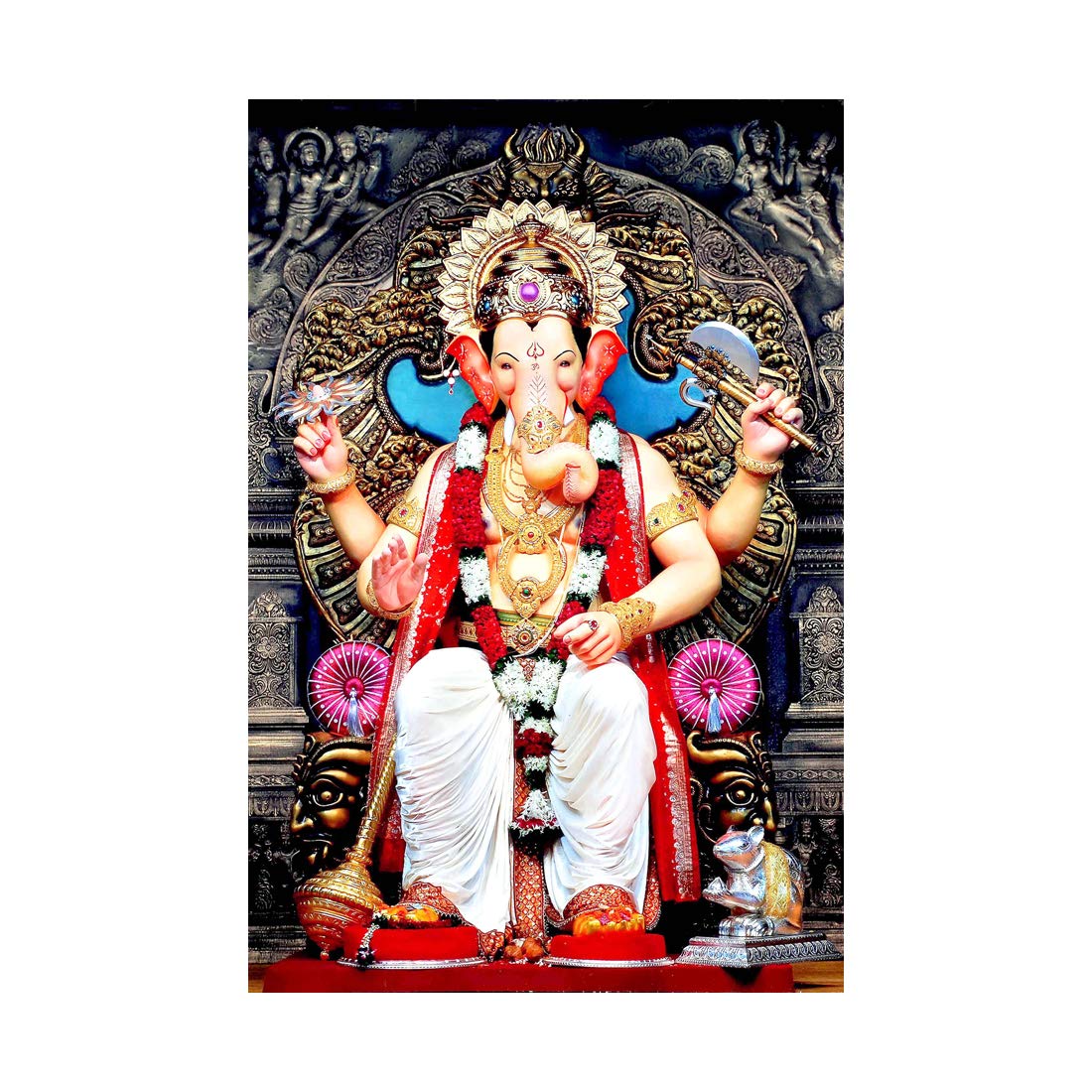 Wholphin Art Design 1 Lalbaugcha Raja Ganpati Sparkle Coated Self Adhesive Waterproof Painting Poster Without Frame (Multicolour, 24 X 36 Inch), Amazon.in: Home & Kitchen