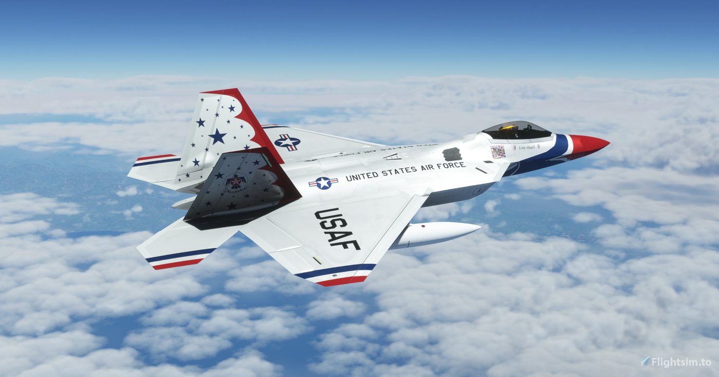 US Air Force / USAF ThunderBirds 1 Top Mach Studios F 22A Pro Microsoft Flight Simulator