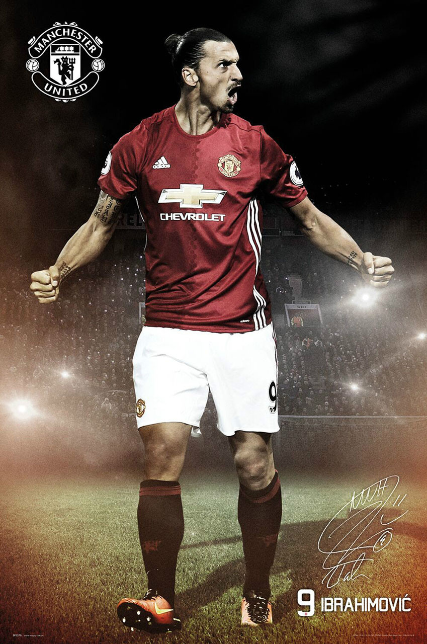 MANCHESTER UNITED IBRAHIMOVIC Official Player Poster 2016 17