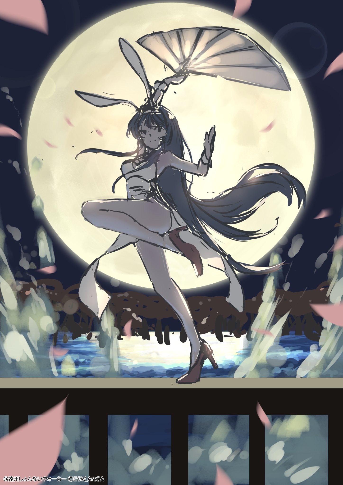 Bunny Girl Mai & the moon (Sketch