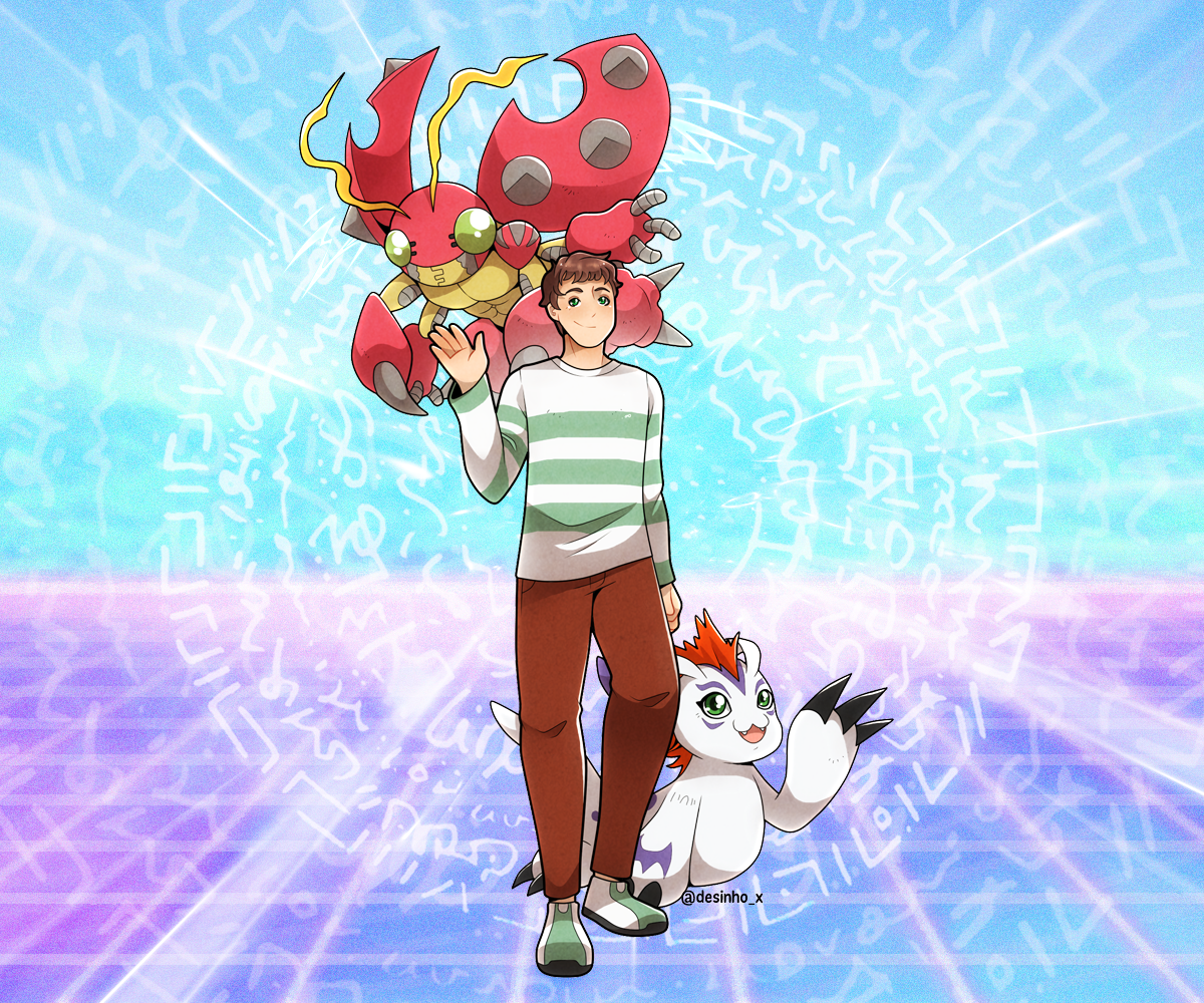 OC Nick and his partners Tentomon and Gomamon ✨