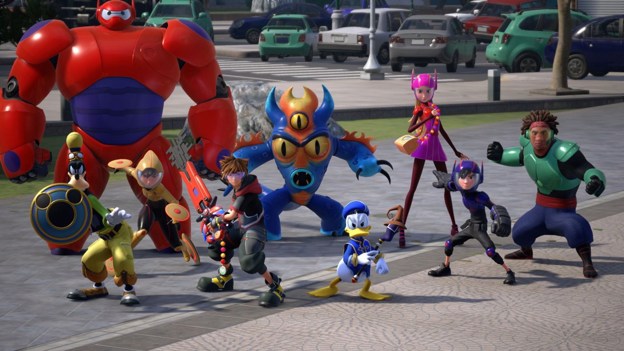 kingdom hearts 3 baymax big hero 6 donald duck fred go go tomago goofy hiro hamada honey lemon kingdom hearts sora wasabi HD games Wallpaper